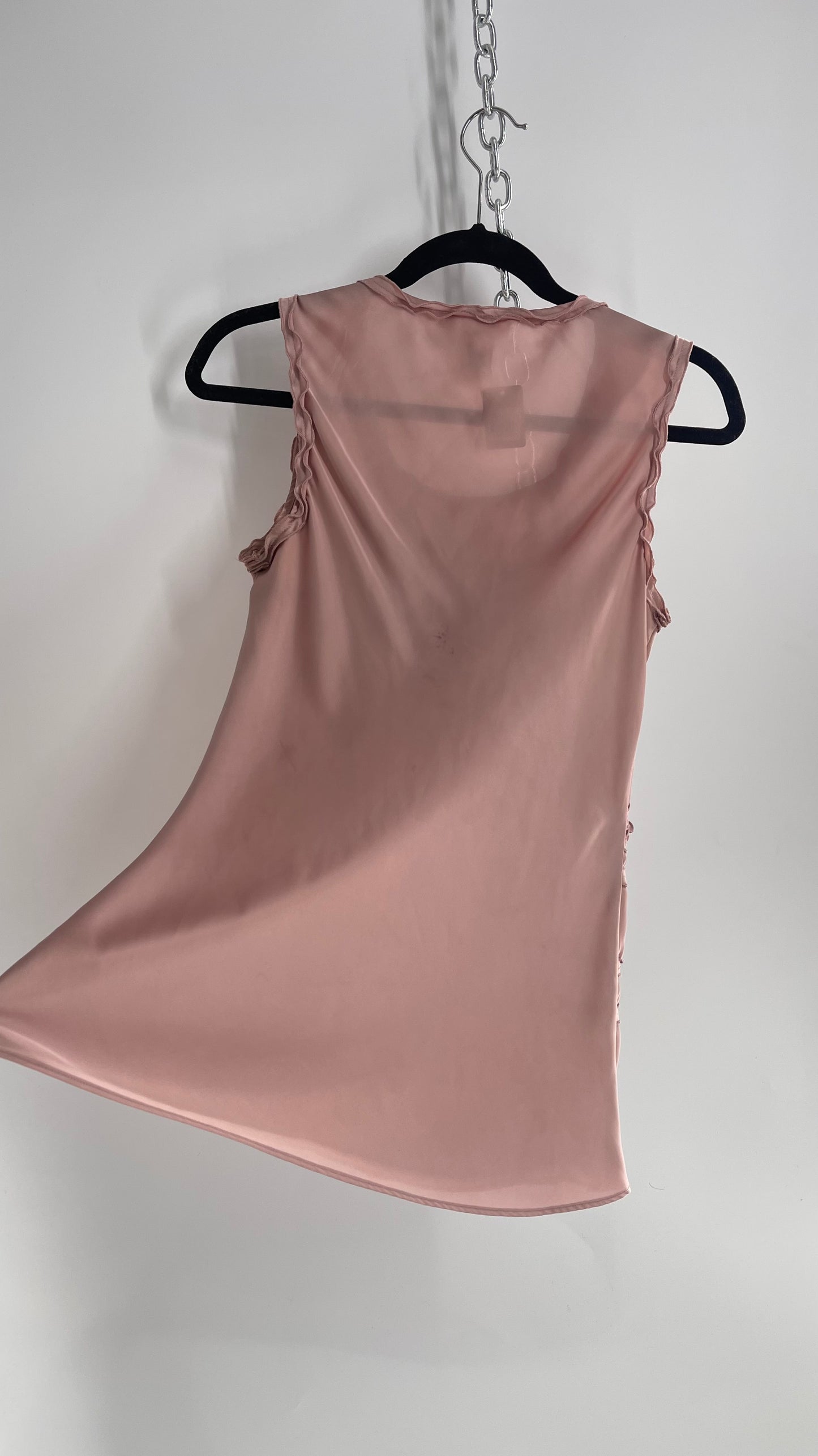 KENAR Vintage Silky Dusty Pink Embroidered Tank (Medium)