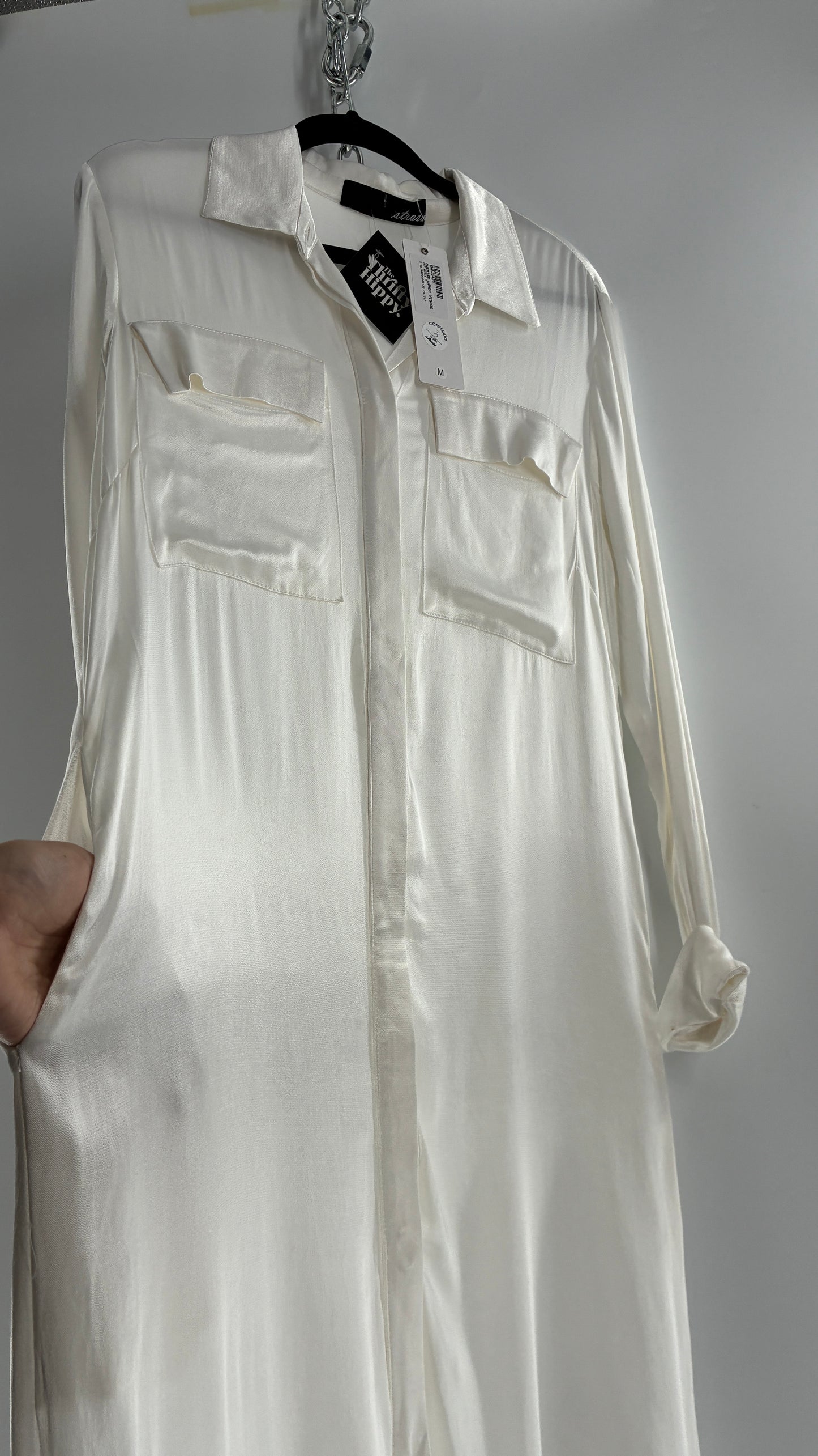 ST. BRAND BY STRASS White Button Up Style Dress with Tags Attached (Medium)