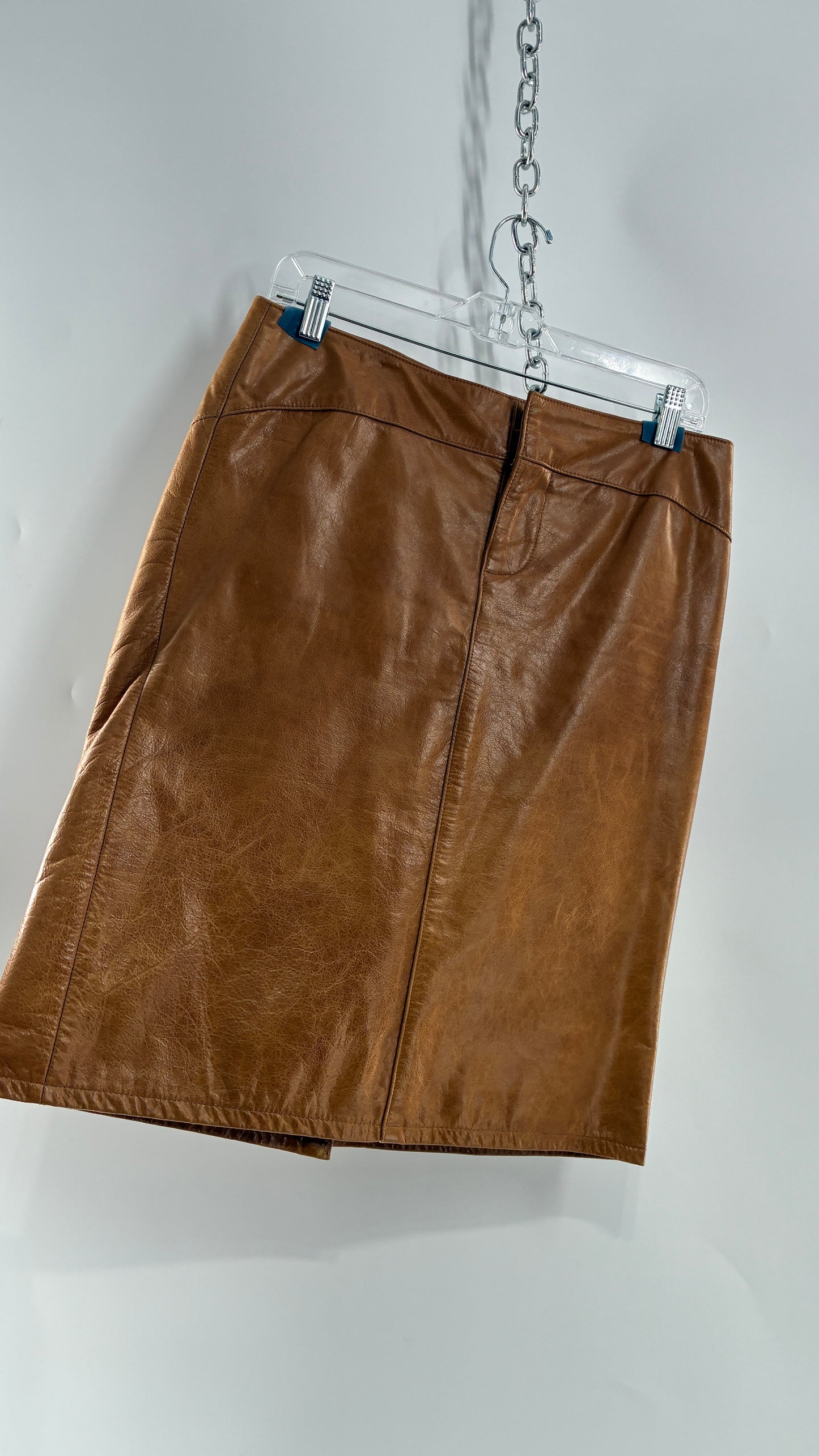 Vintage GAP Camel Leather Hip Skirt with Hip Detail (6)