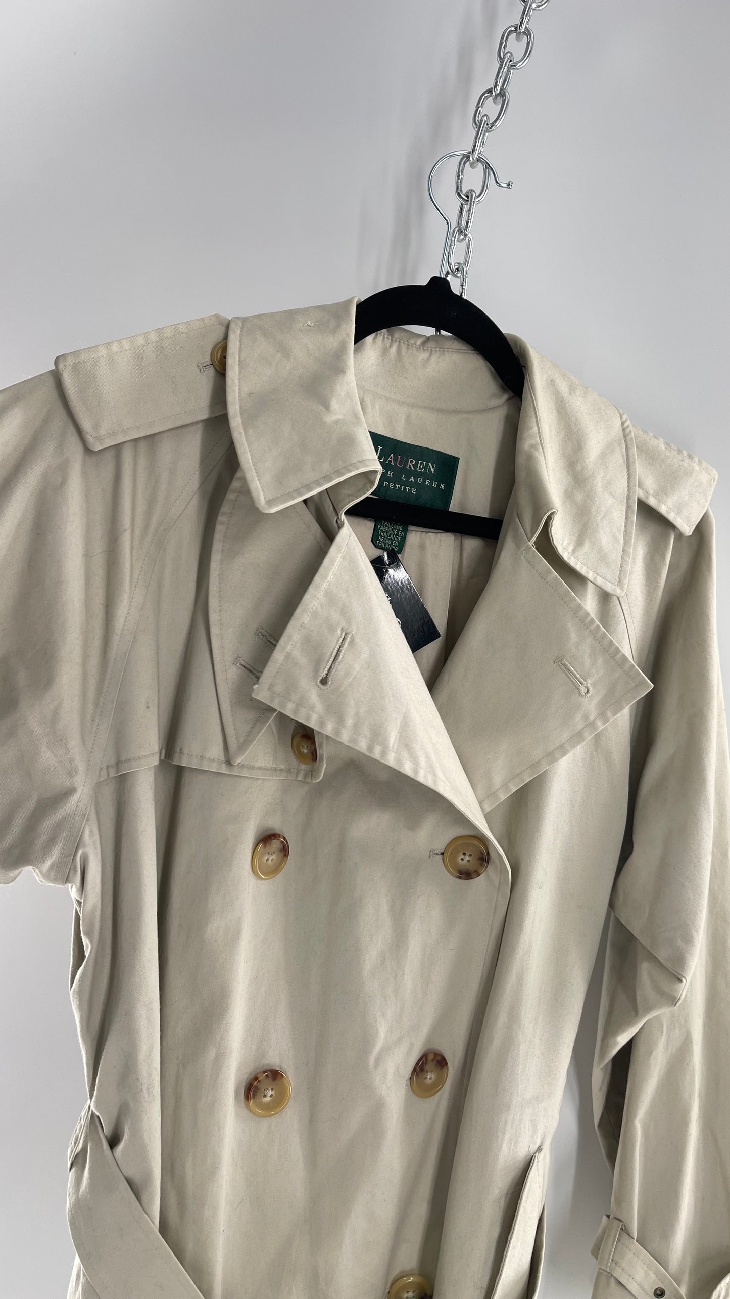 Vintage Ralph Lauren Beige Trench Coat (Petite Small)