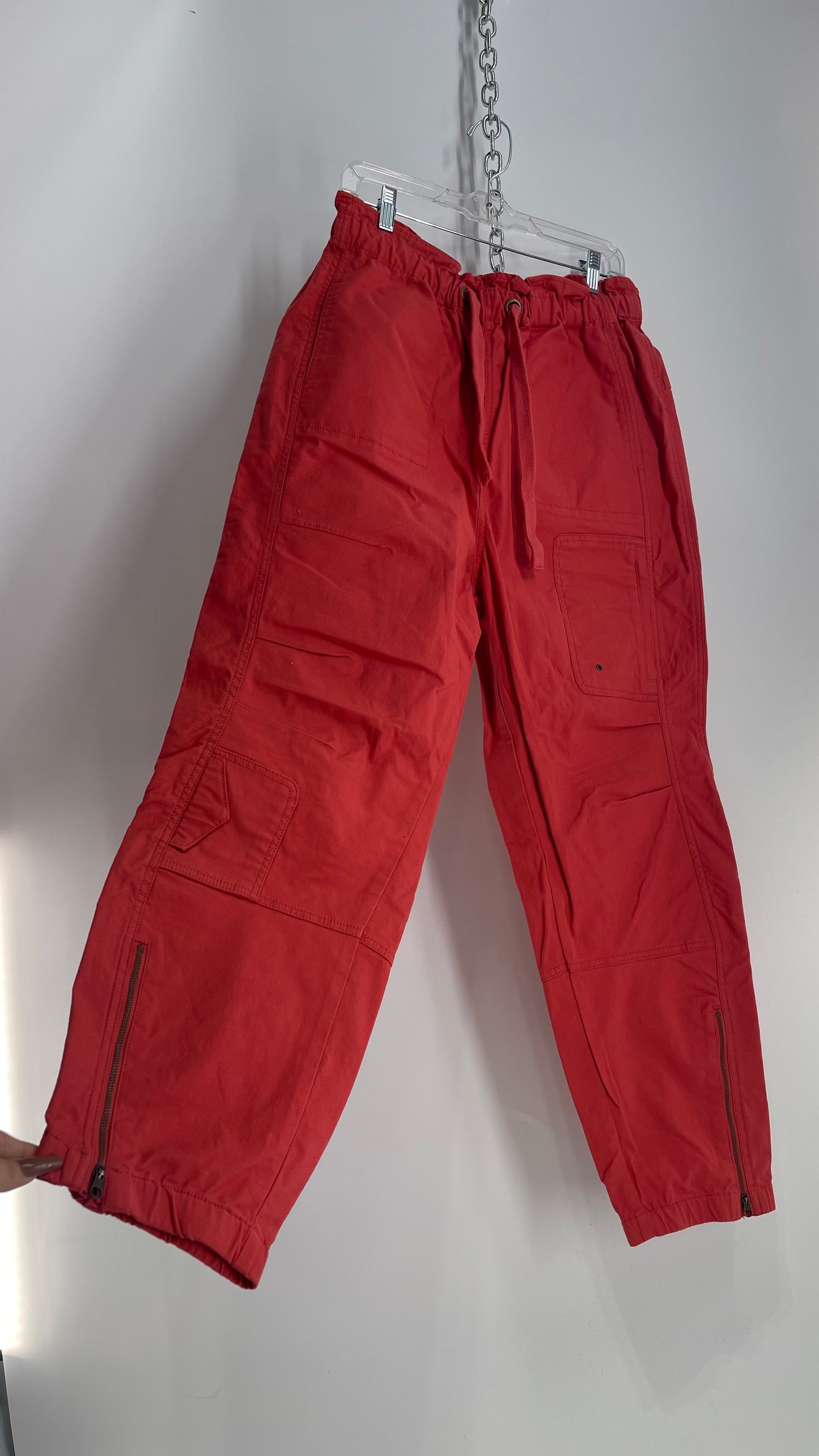 Free People Movement Salmon Zipper Pocketed Canvas Cargos (Large)