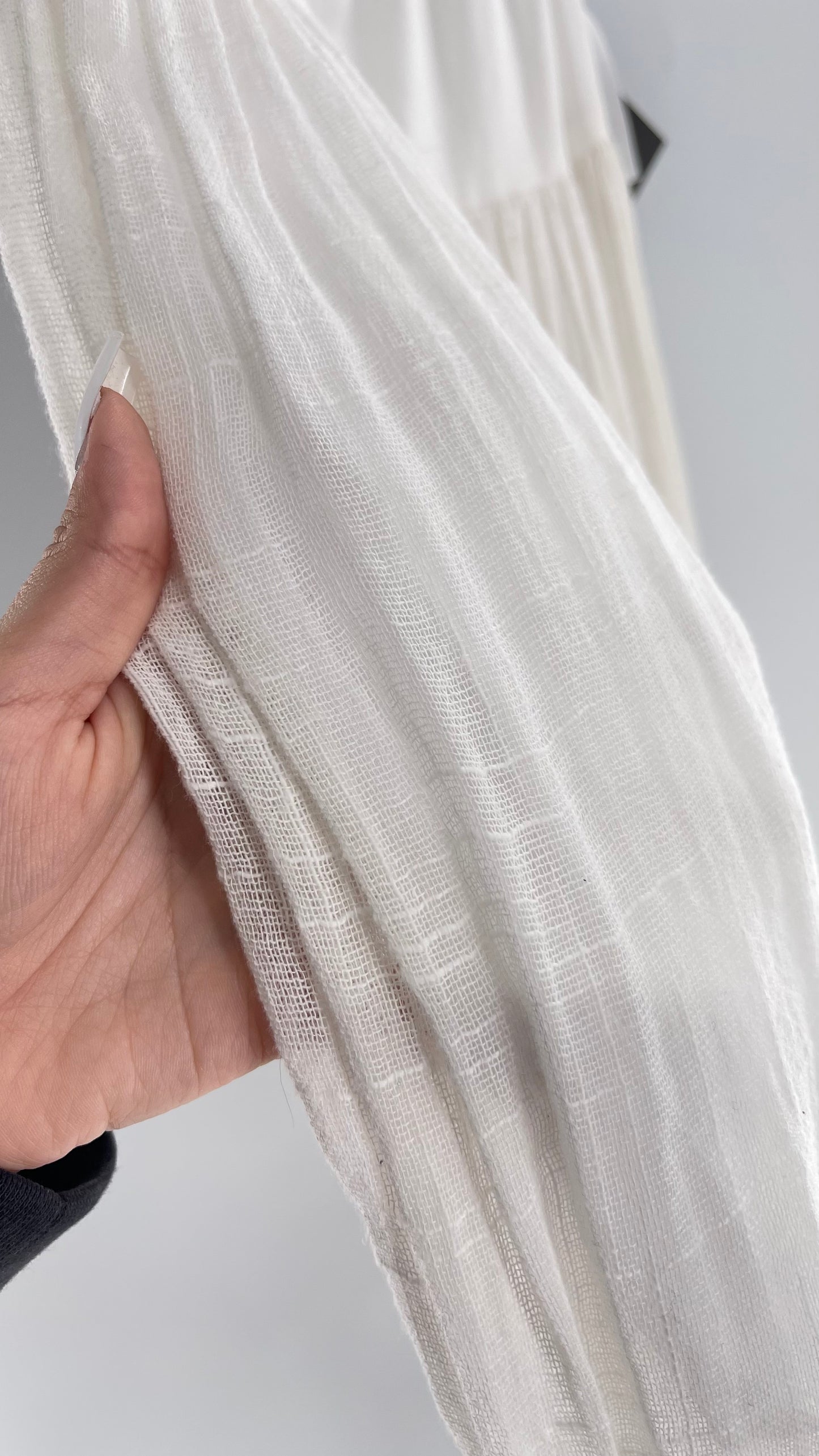 ØM Objects Without Meaning White Dress with Woven Skirt and Tags Attached (Large)