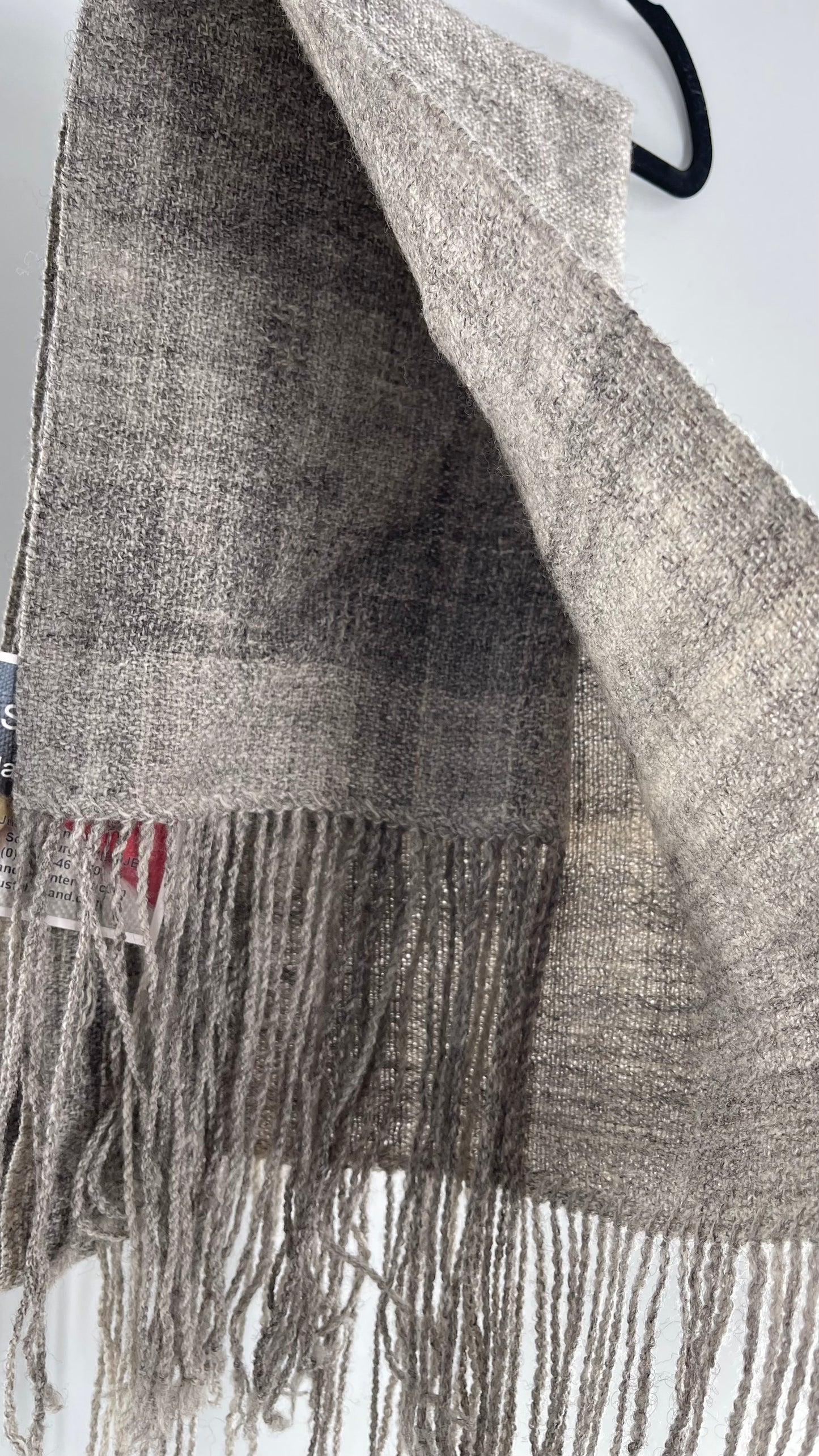 JuSt Shetland Handspun + Handwoven Shetland Yarn Julia Downing Nordus, Scousburgh Grey Woven Scarf