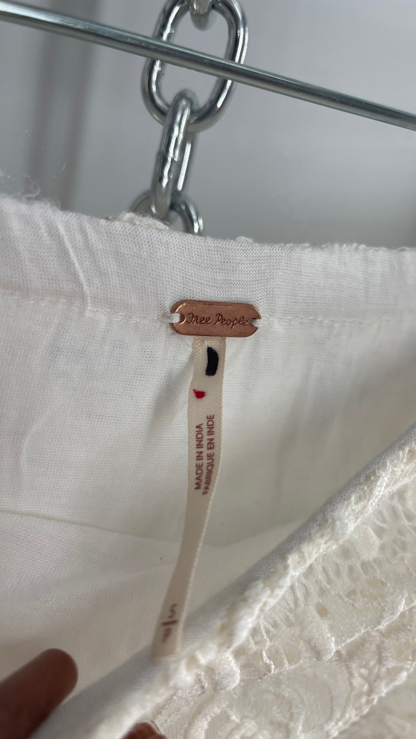 Free People White Mesh and Lace Long Skirt (Small)