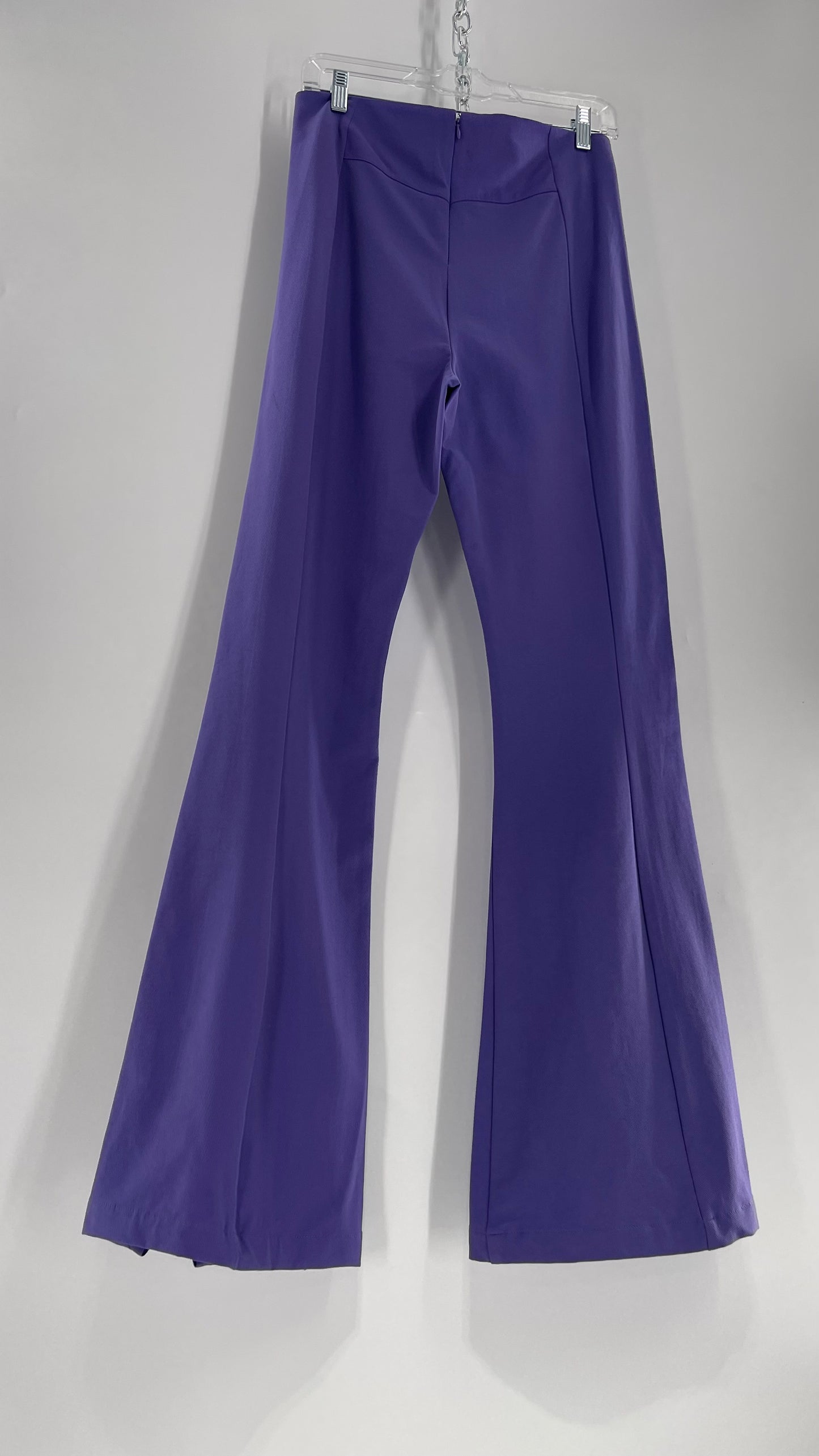 Free People Purple Knit Flares with Pleated Front and Pointed Back Stitching and Vented Hem  (Small)