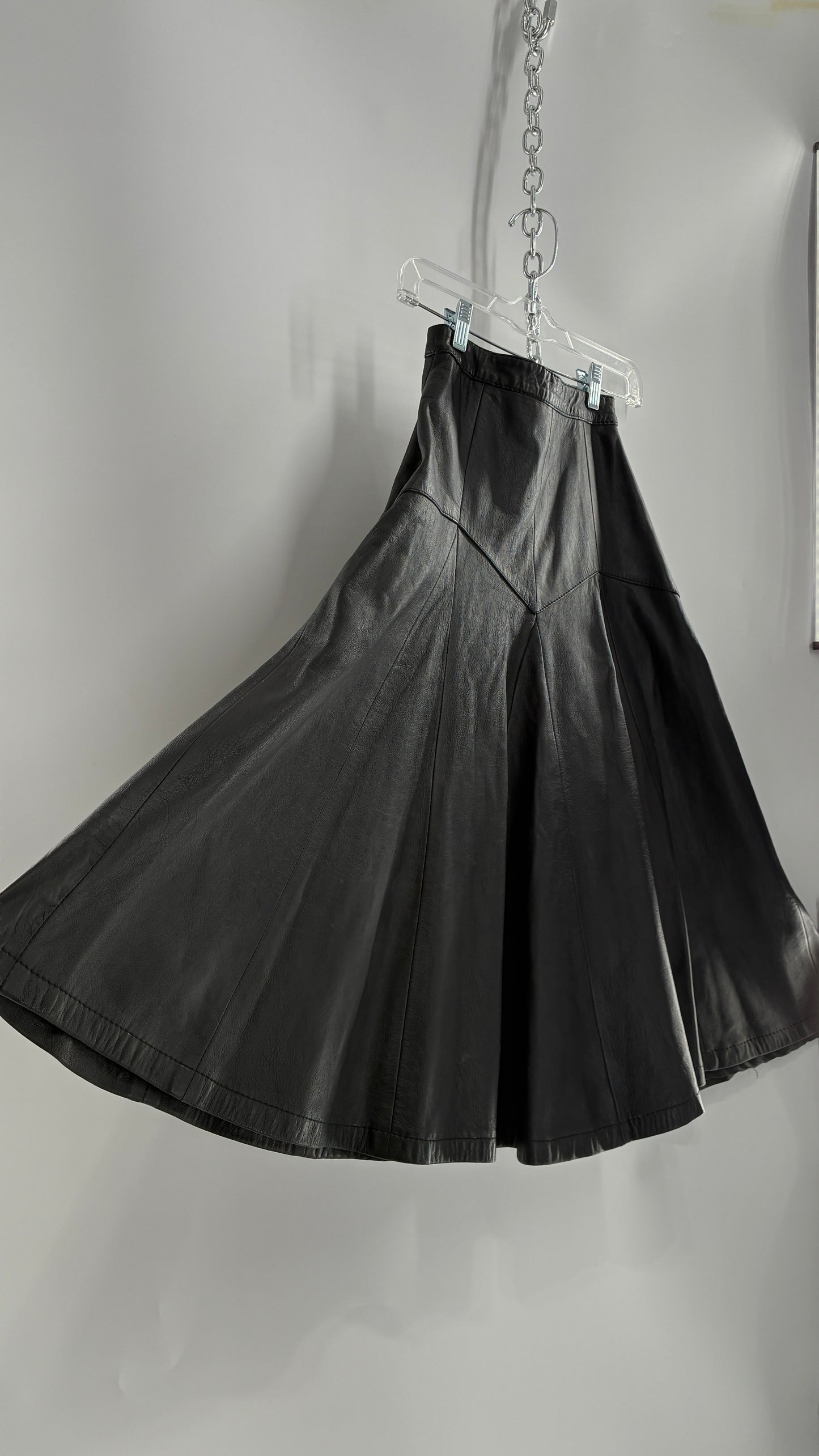 Vintage Fergs Omorro Leather Full Circle Skirt Made in Italy (XS)