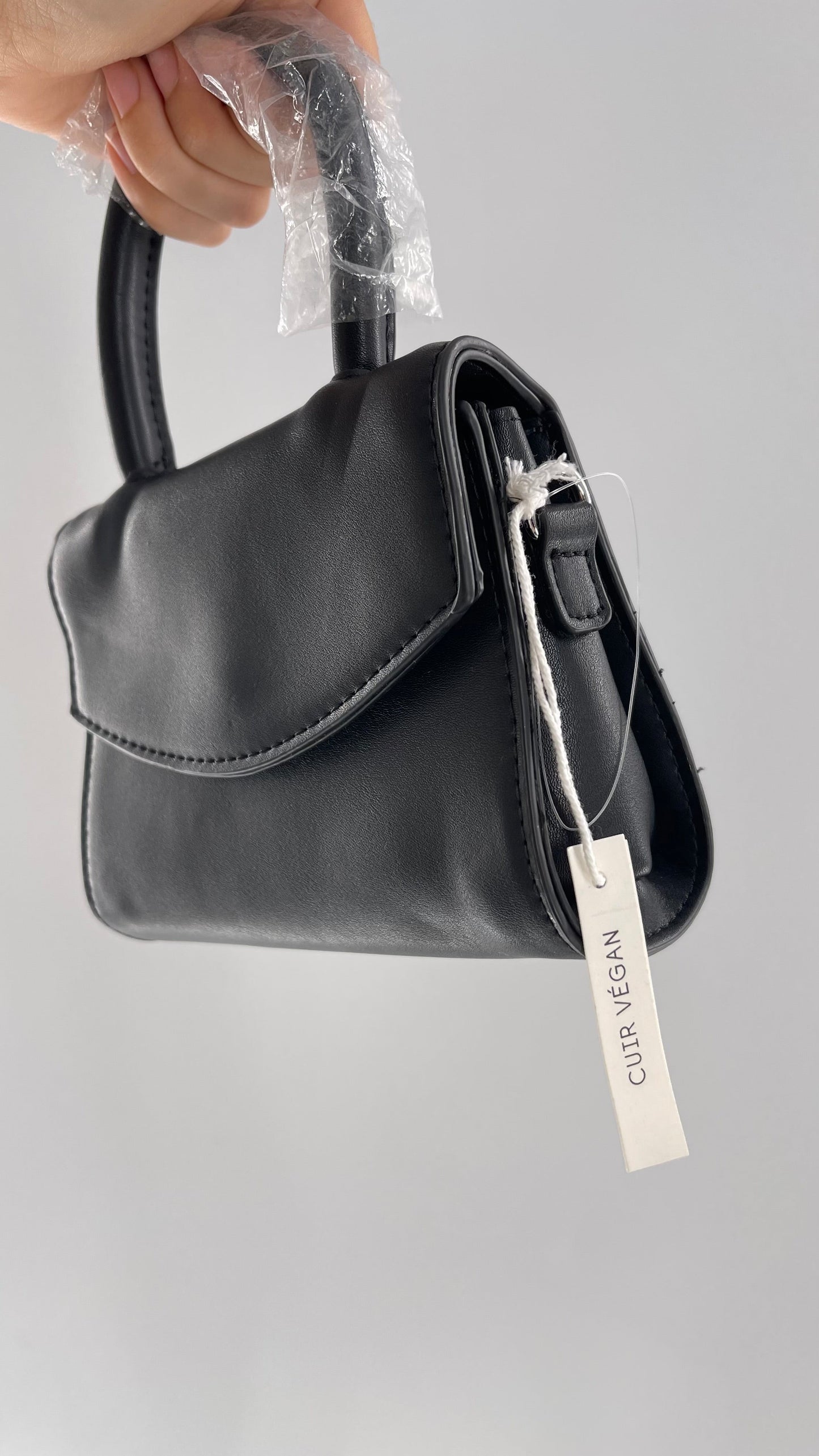 Urban Outfitters Black Vegan Leather Ultra Mini Purse with Detachable Crossbody Strap