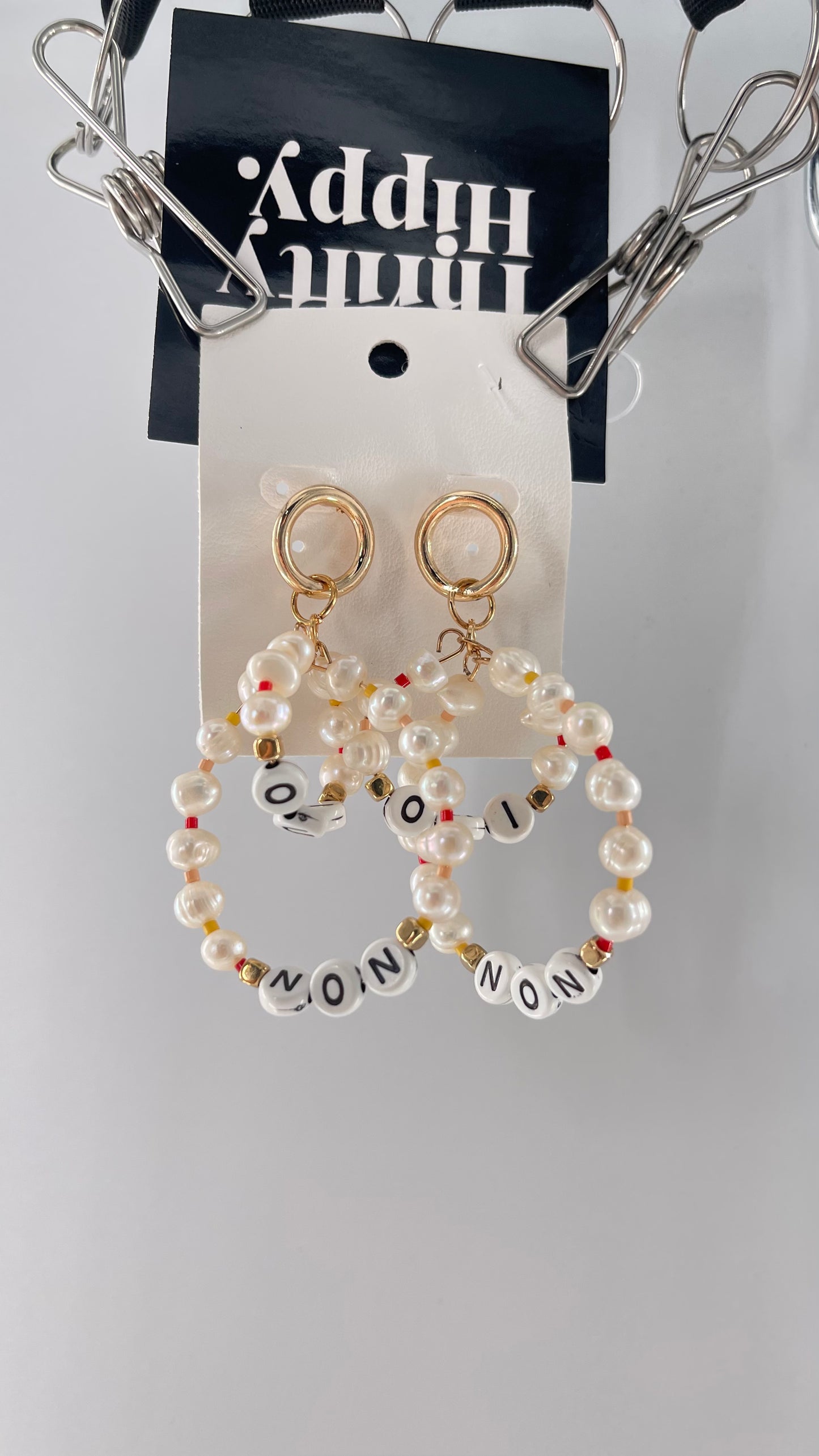 Free People Oui/Non Pearl Word Scrabble Earring