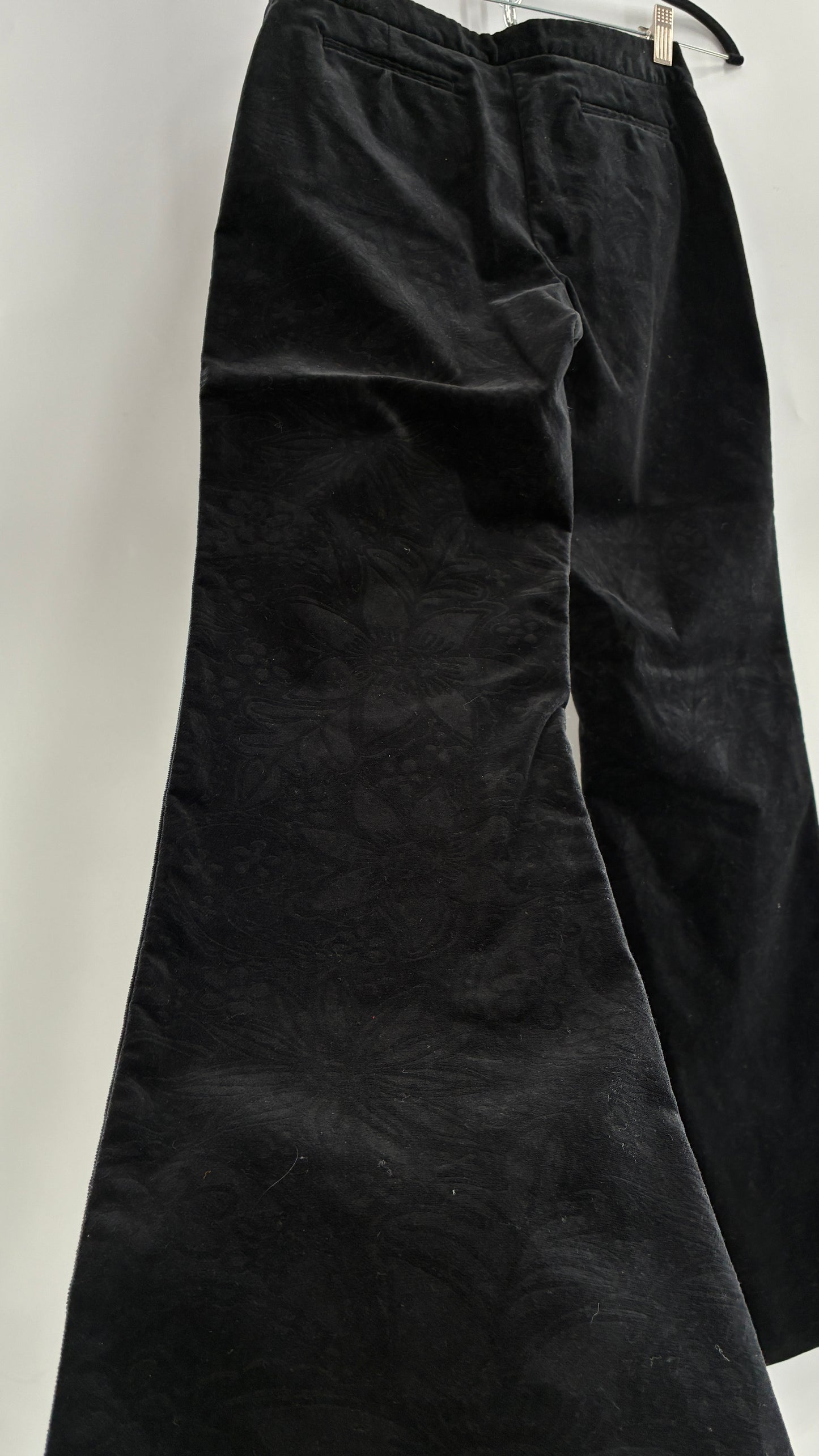Deadstock Vintage 2000s Lilly Pulitzer Black Velvet Embossed Floral, Side Closure Pants (4)