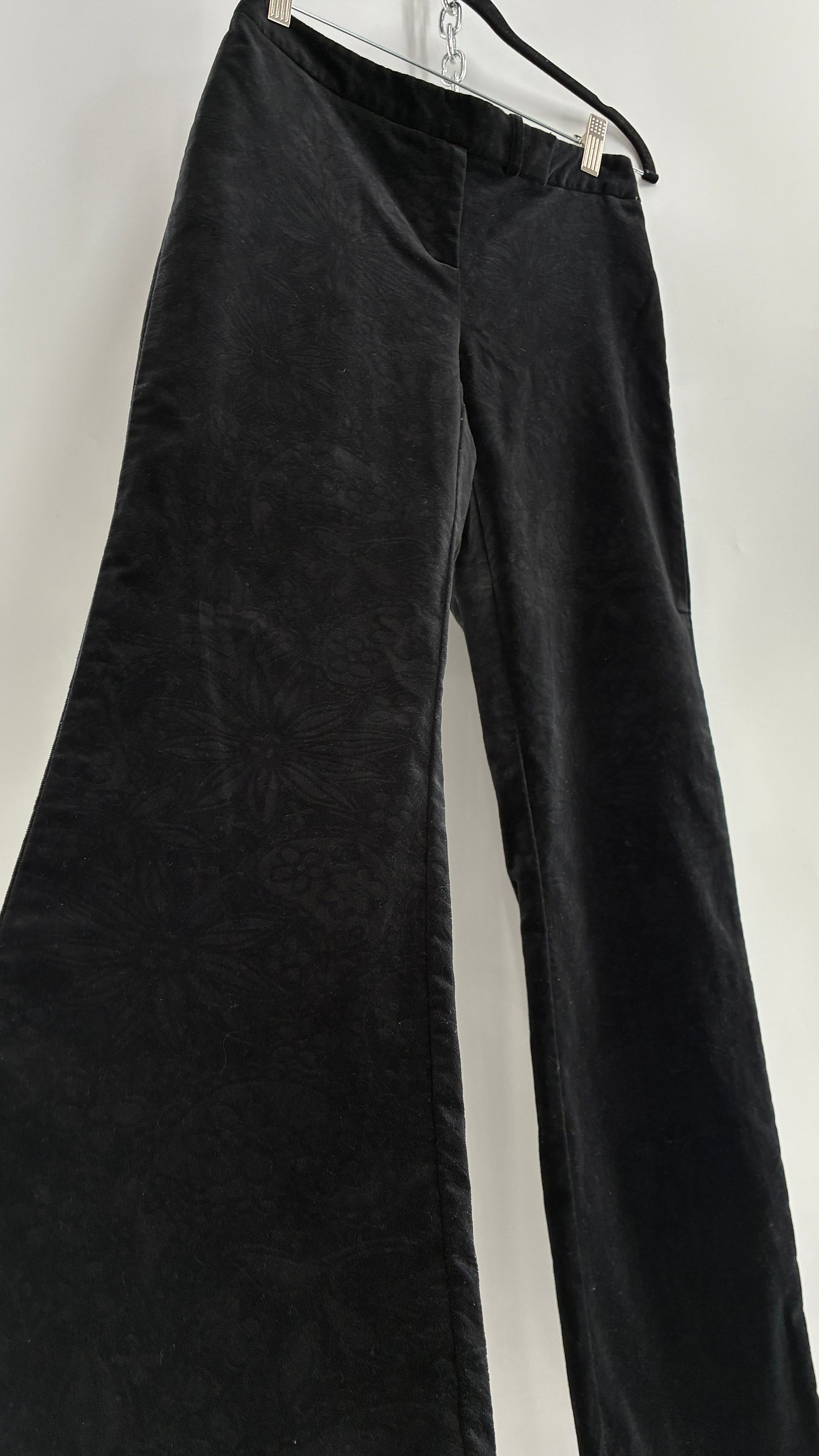 Deadstock Vintage 2000s Lilly Pulitzer Black Velvet Embossed Floral, Side Closure Pants (4)