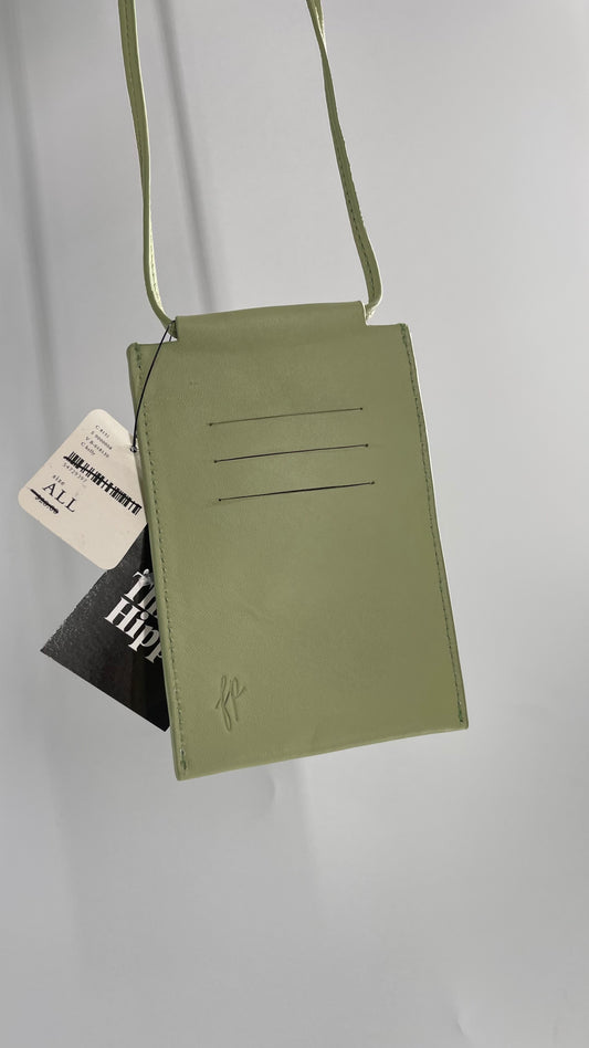 Free People Sage Green Crossbody Phone Pouch with Tags Attached