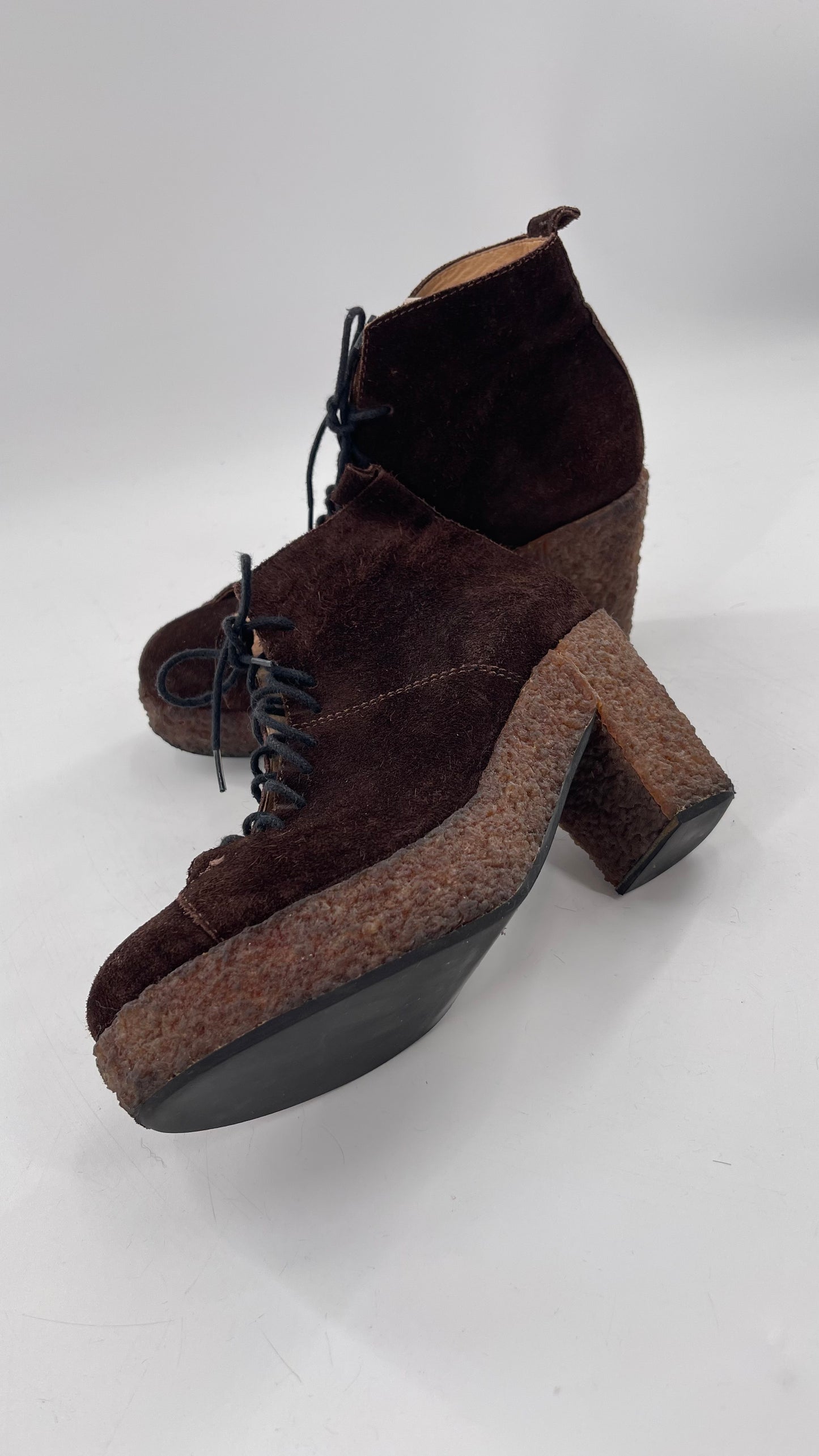 Vintage Amish Brown Lace Up Suede Boots - Apparently Size 7-71/2