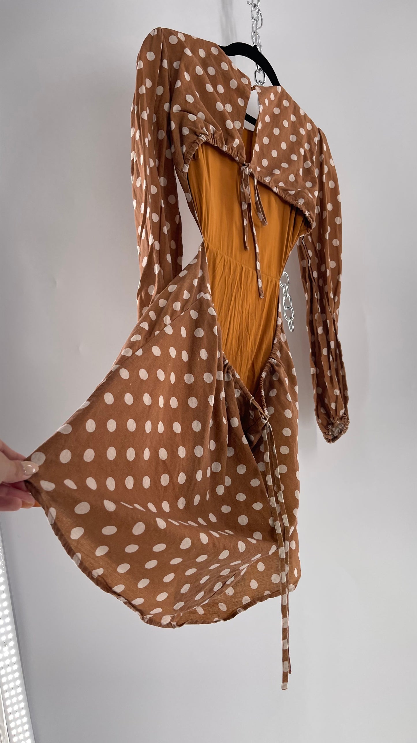 Charlie Holiday Halcyon Brown Polka Dot Open Back Linen (2)