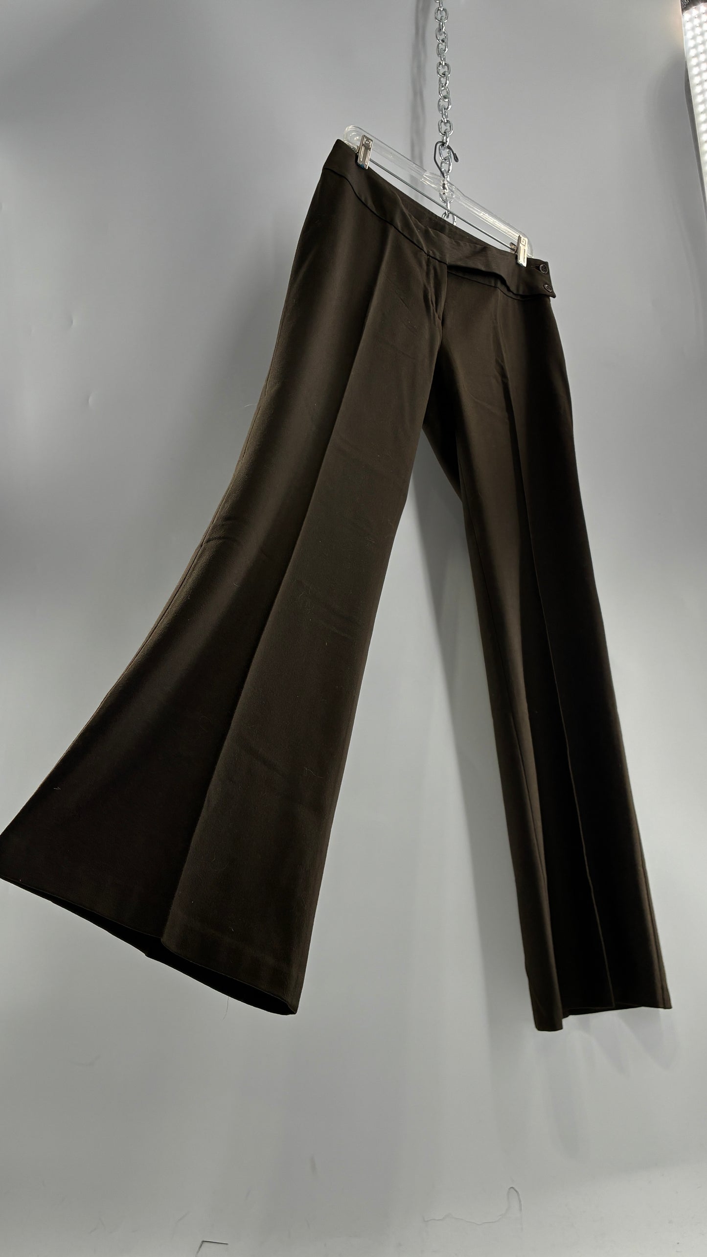 Vintage United Colors of Benneton 98% Pure Virgin Wool Brown Trousers Made in Portugal (44)