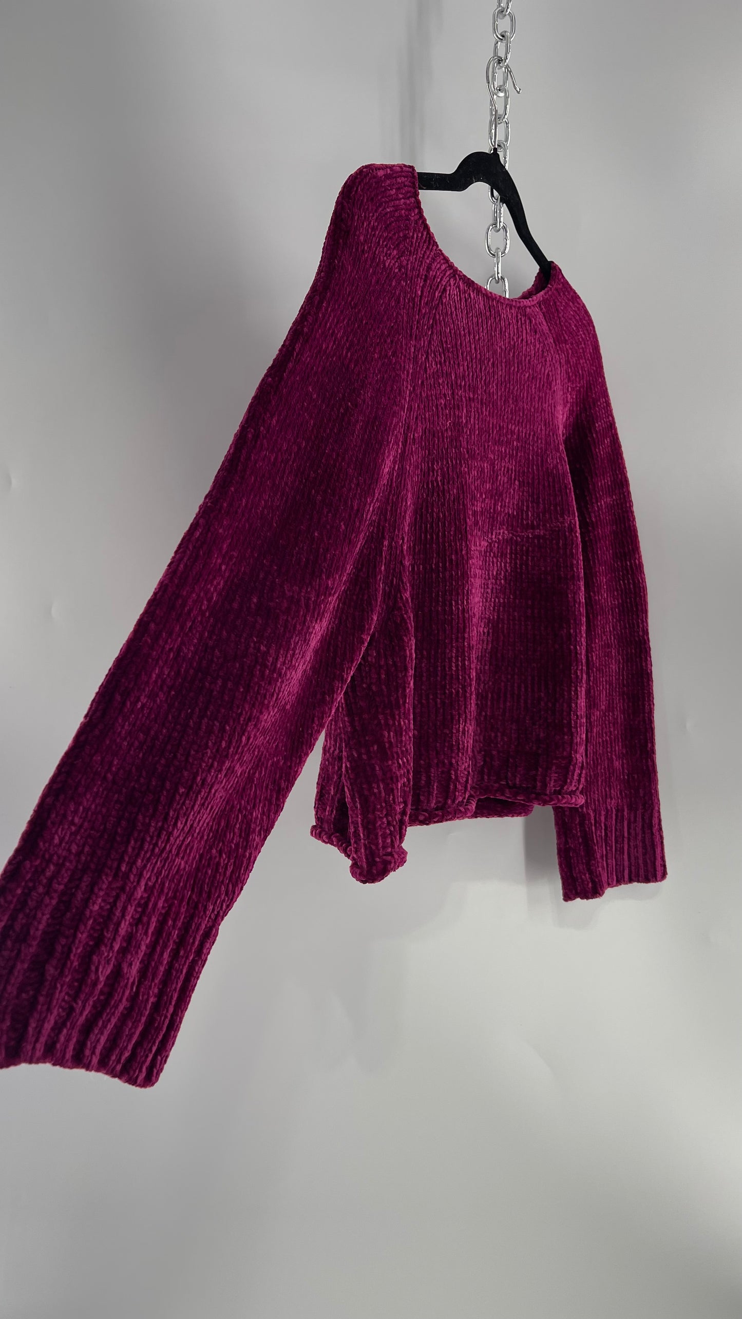 Anthropologie MOTH Fuchsia Purple Chenille Sweater (XS)