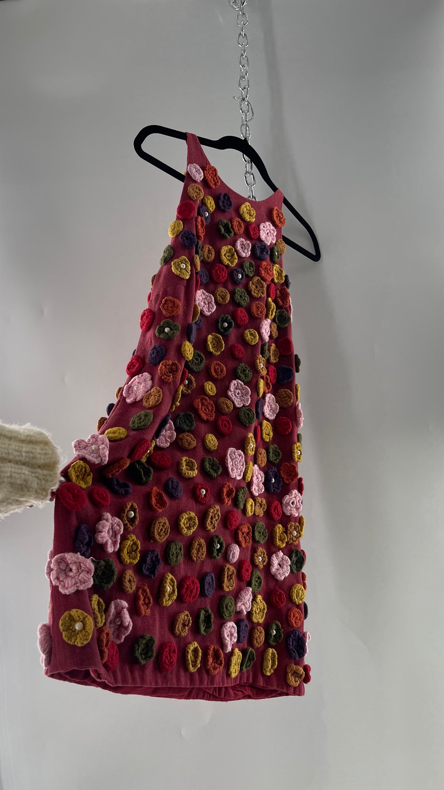 GUILD KALLOS Crochet Flower Appliqué Shift Dress (6)