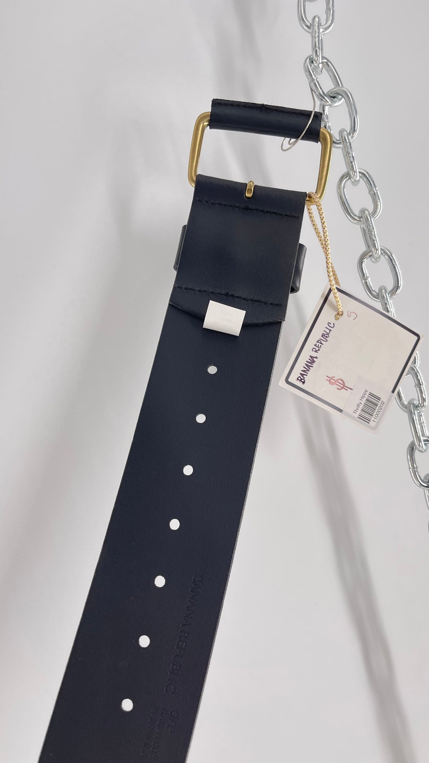 Banana Republic Wide Black Italian Cow Leather Belt (Small)