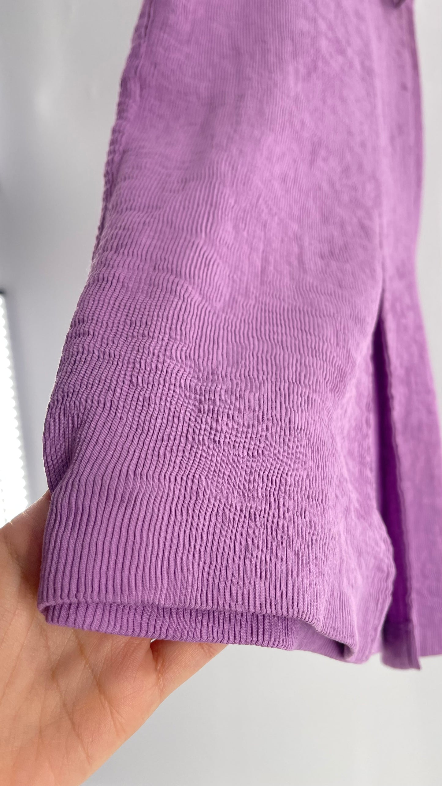 Endless Rose Anthropologie Lavender Crimped/Textured Midi Skirt (Medium)