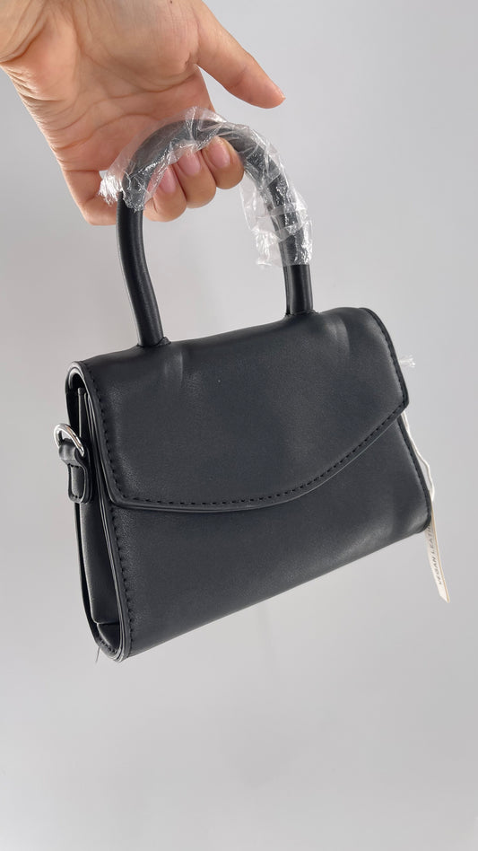 Urban Outfitters Black Vegan Leather Ultra Mini Purse with Detachable Crossbody Strap