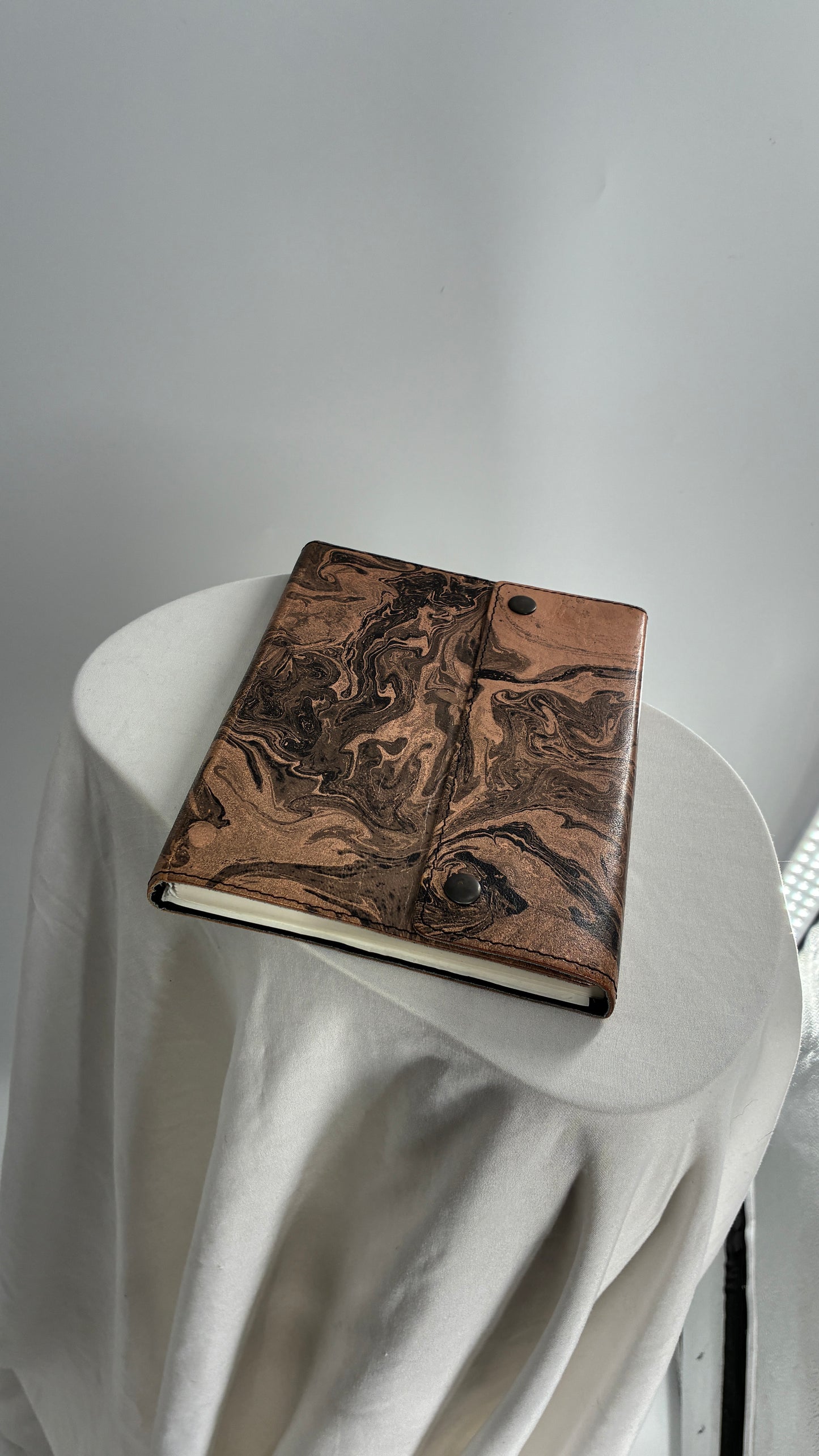 Urban Outfitters Marbled Pink/Grey Leather Bound Notebook