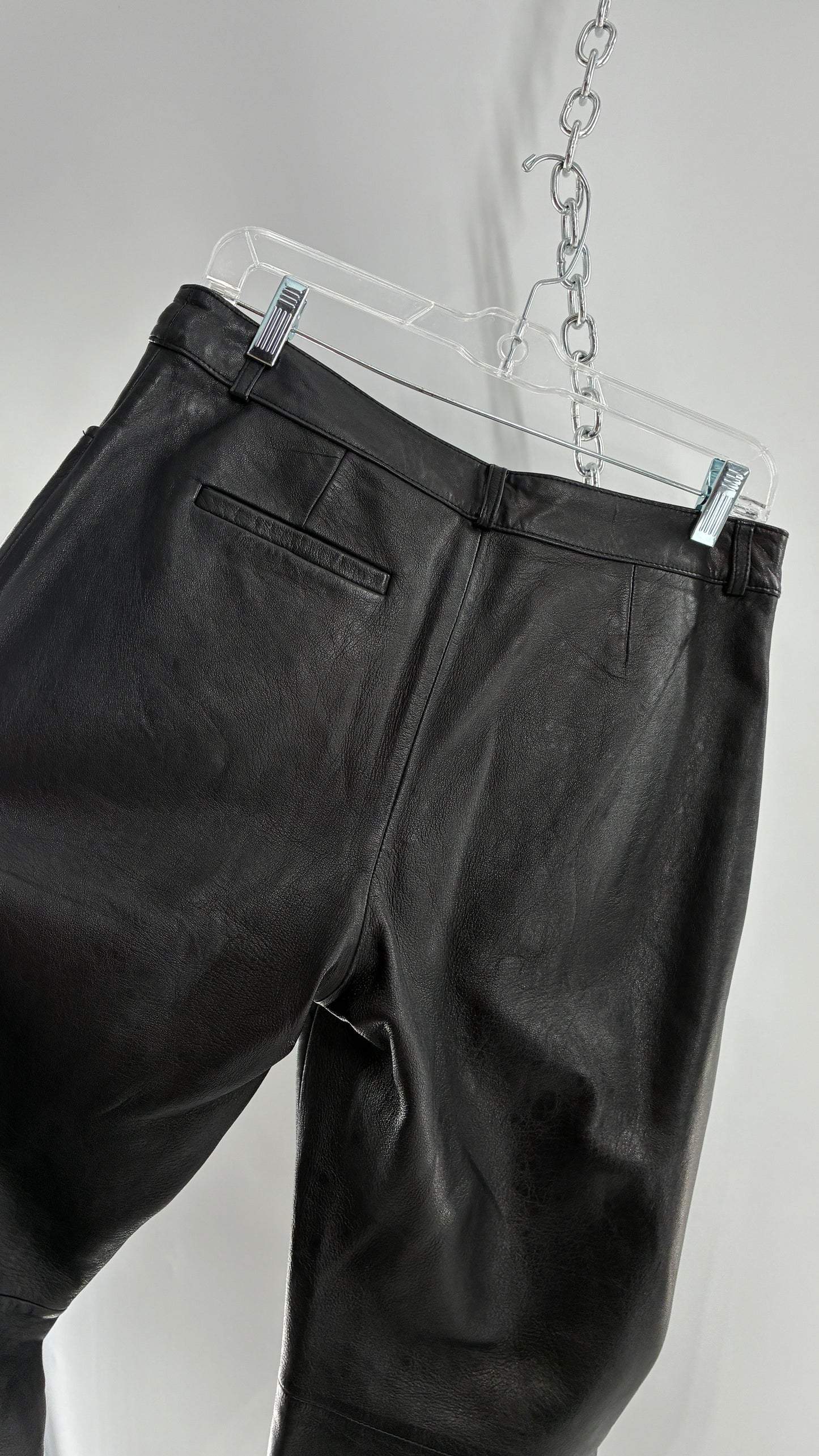 Vintage INC Black Soft Genuine Leather Side Closure Pants (6)