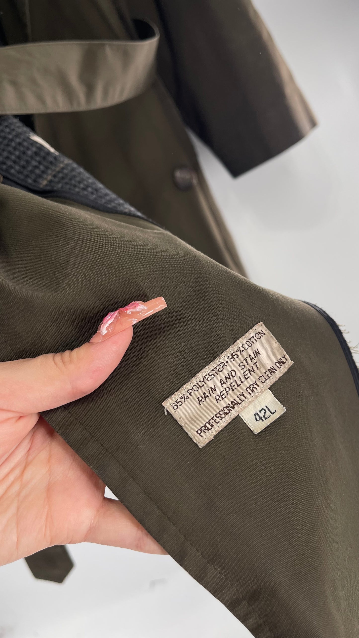 Vintage Christian Dior Olive Green Trench Coat (42L)