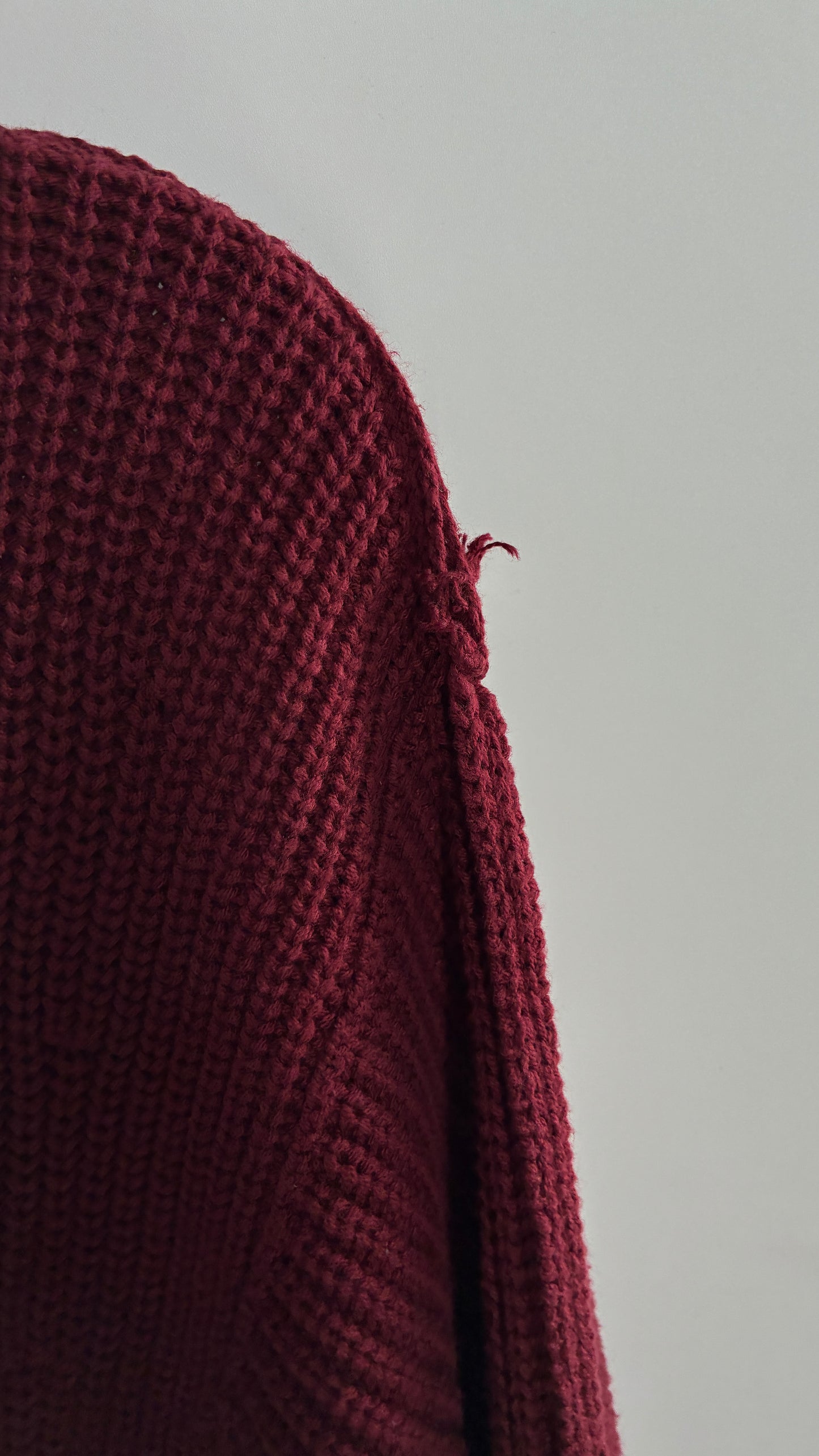 Free People Oversized Heavy Thick Knit Maroon Turtle Neck Sweater (Large)