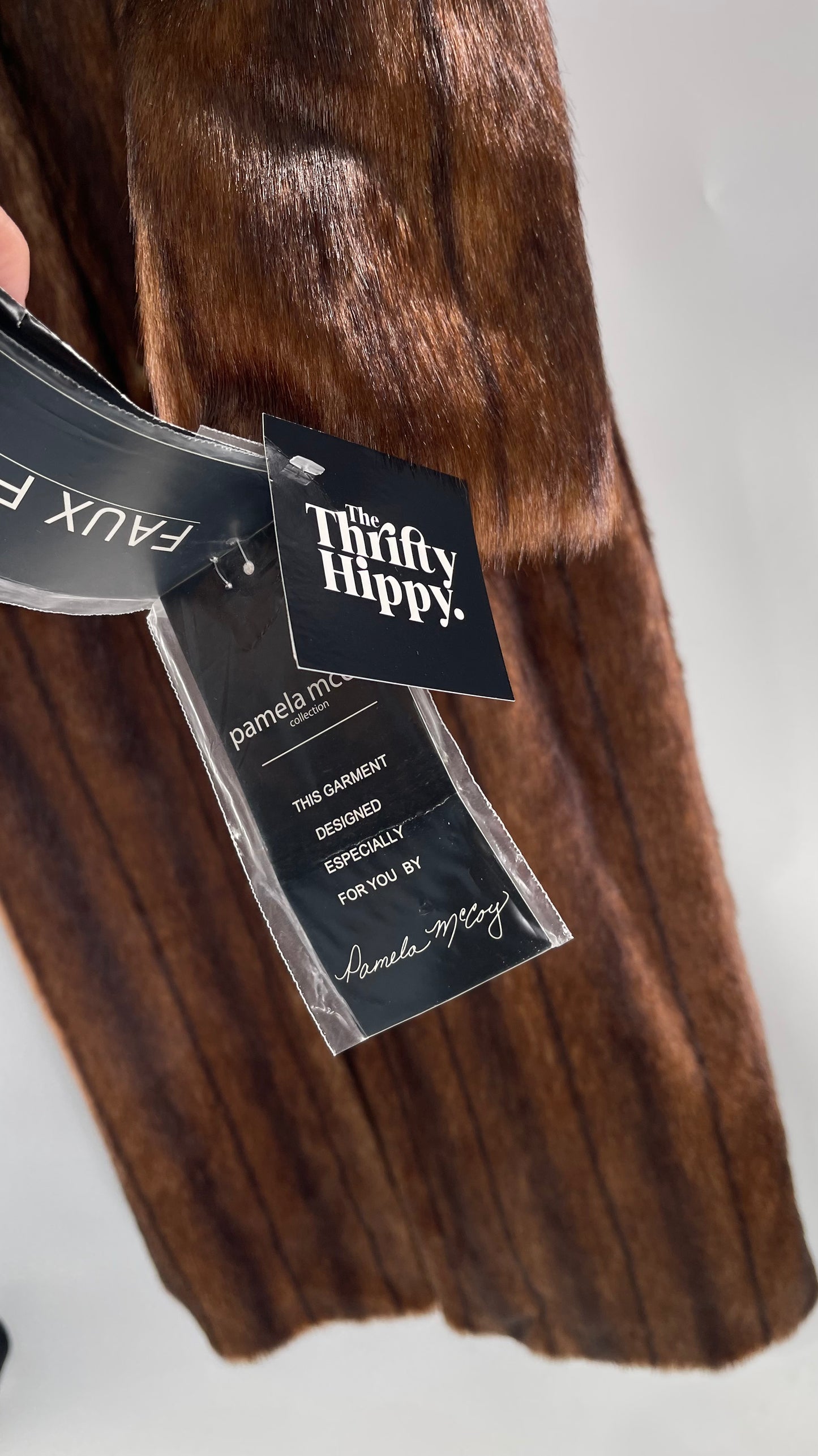 Deadstock Vintage Pamela McCoy Full Length Faux Fur Duster Coat (XS)