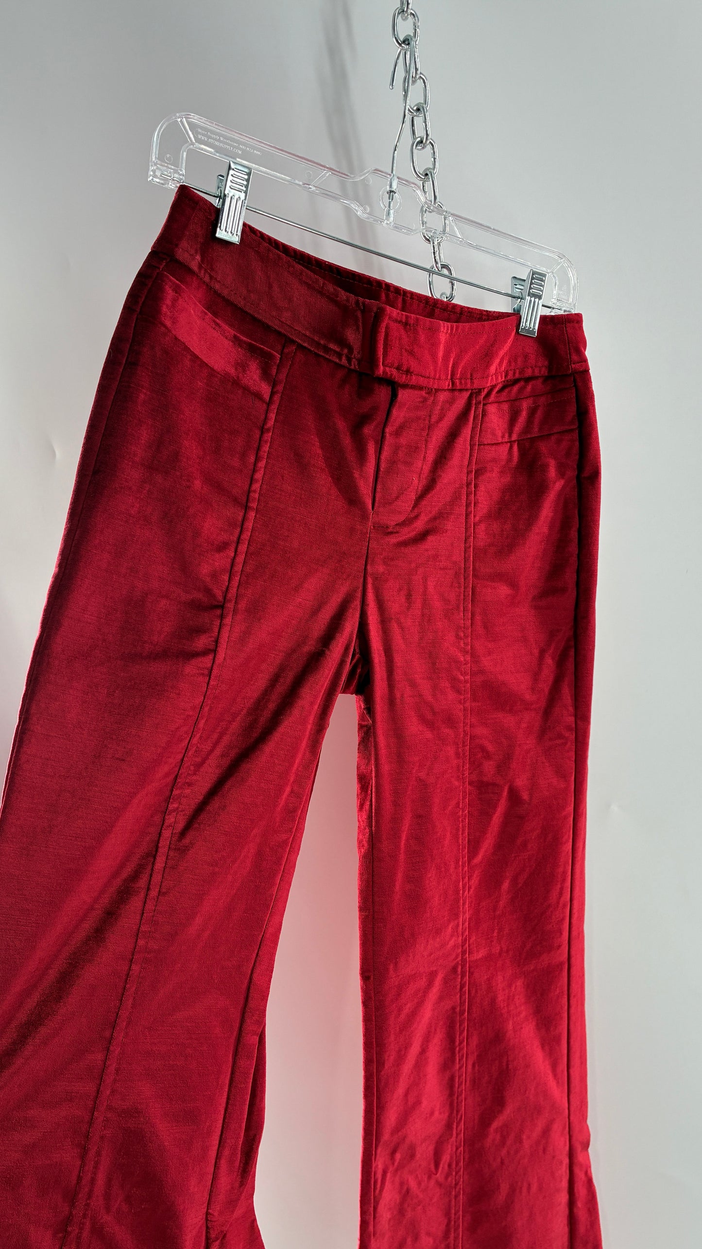 Free People Red Velvet Walk with You Kick Flare Hot Pants (2)