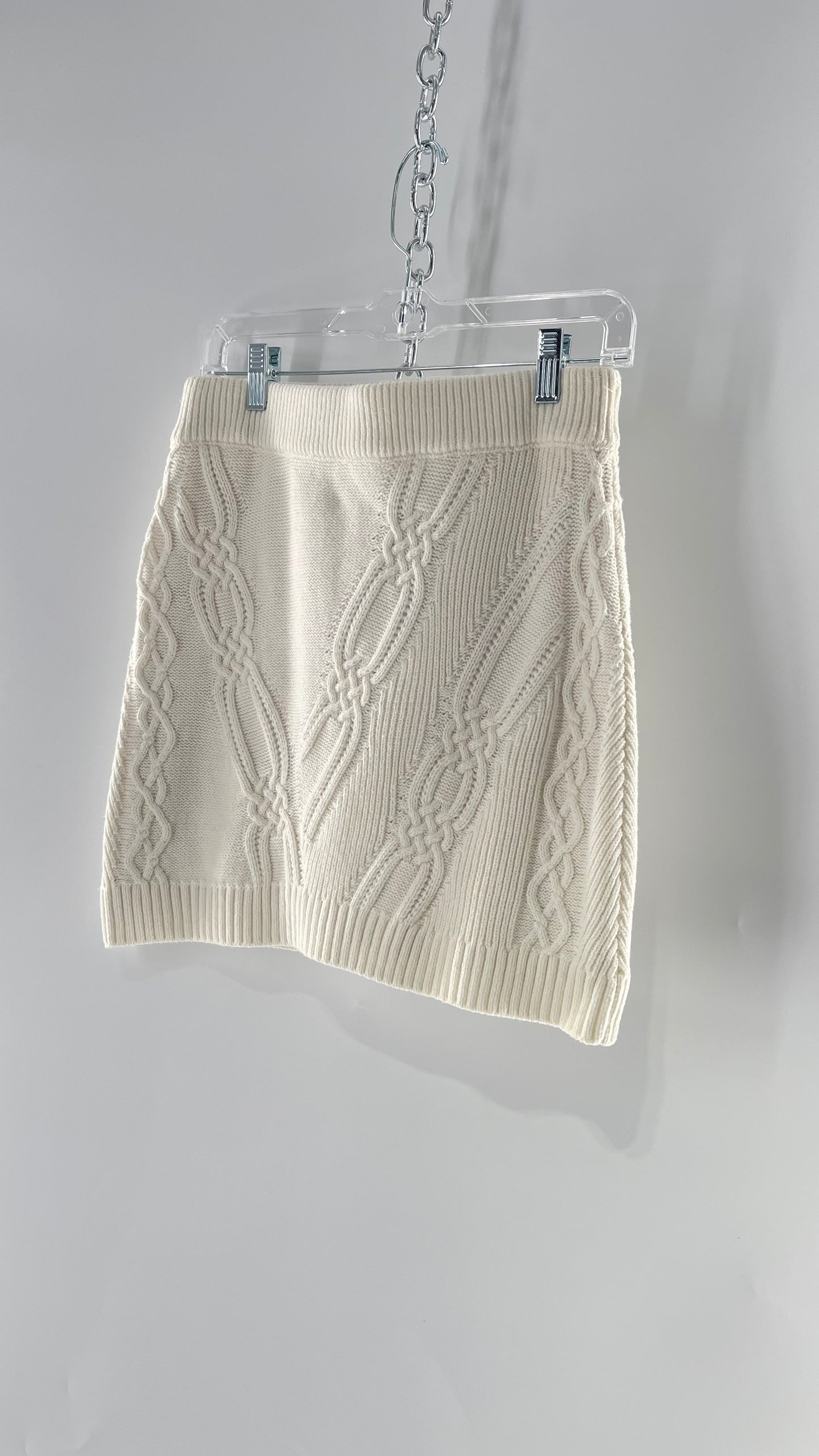 Maeve Anthropologie White Cable-knit Mini Skirt (Small)