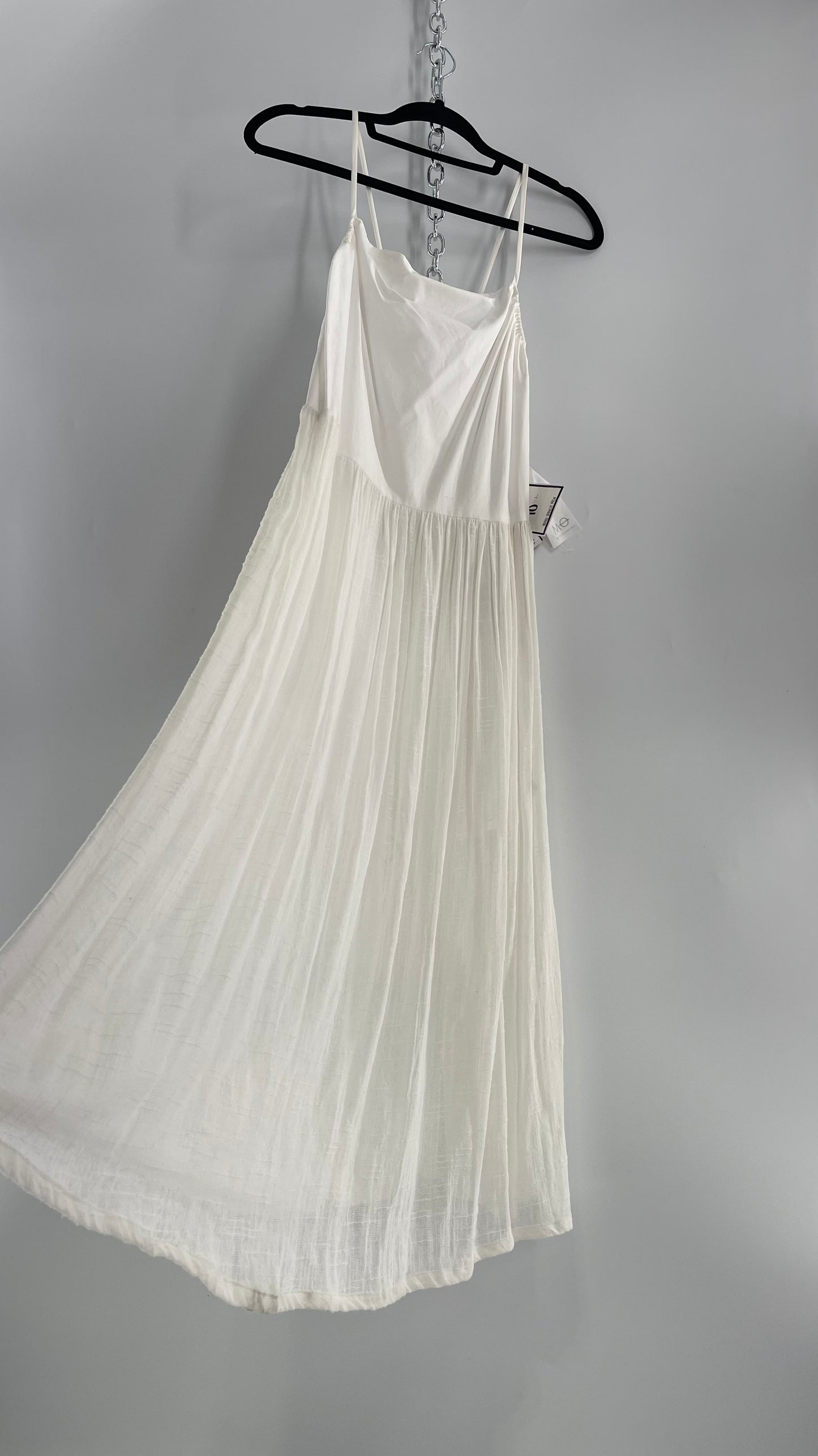 ØM Objects Without Meaning White Dress with Woven Skirt and Tags Attached (Large)
