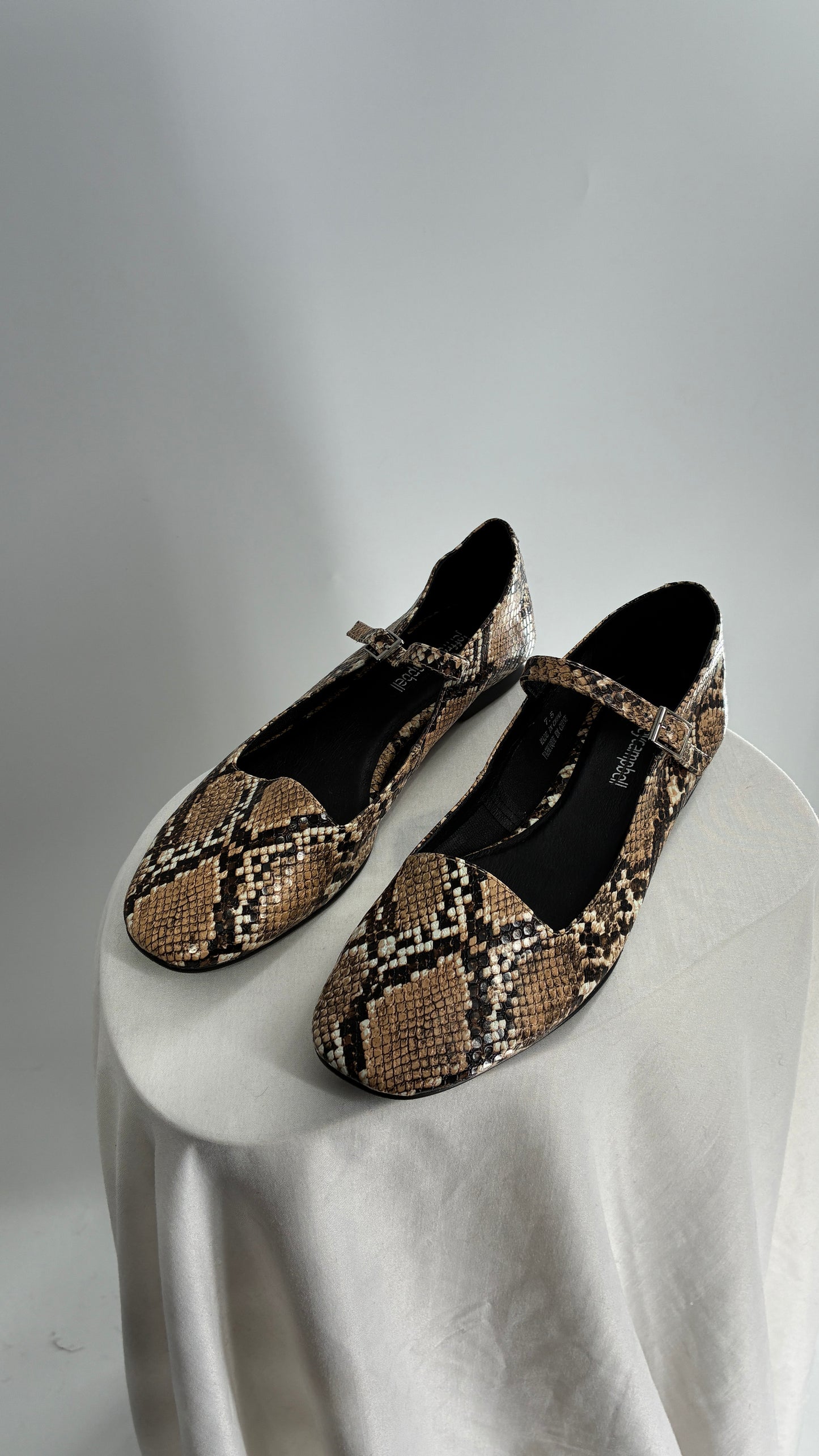 Jeffrey Campbell Snakeskin MaryJane Ballet Flats (7.5)