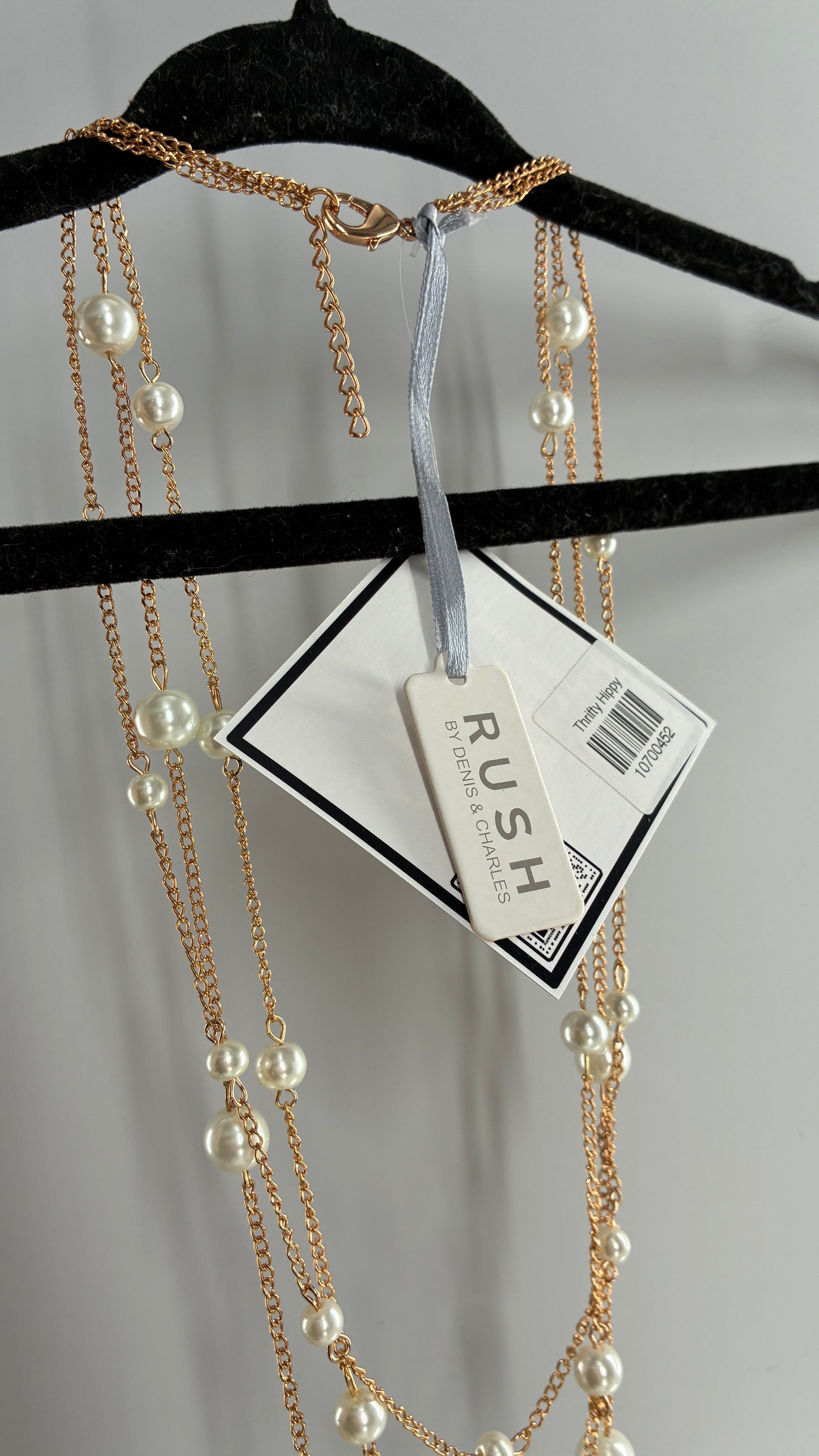 Gold Layered Chain Necklace with Pearl Detailing