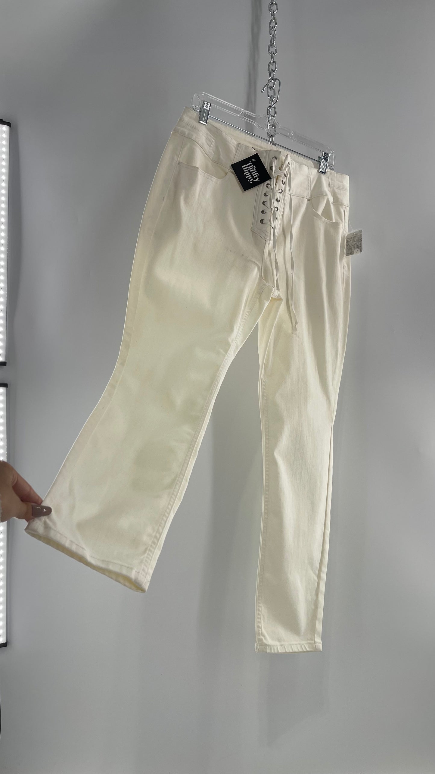 Free People Curvy Jeans With Lace up Detail (Size 32)