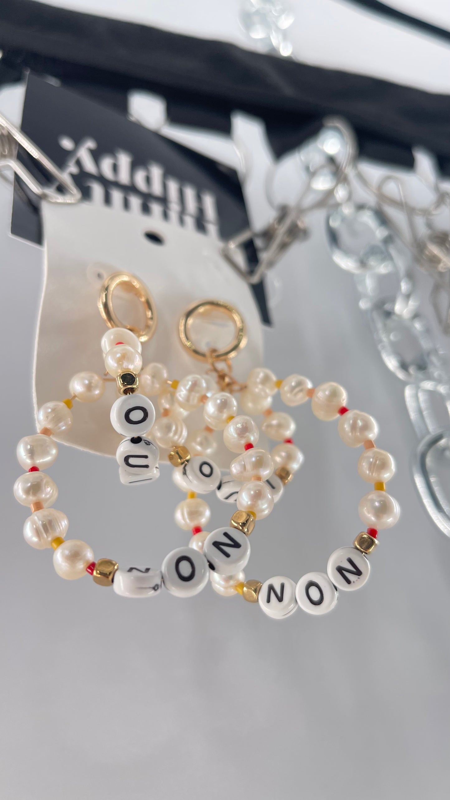 Free People Oui/Non Pearl Word Scrabble Earring