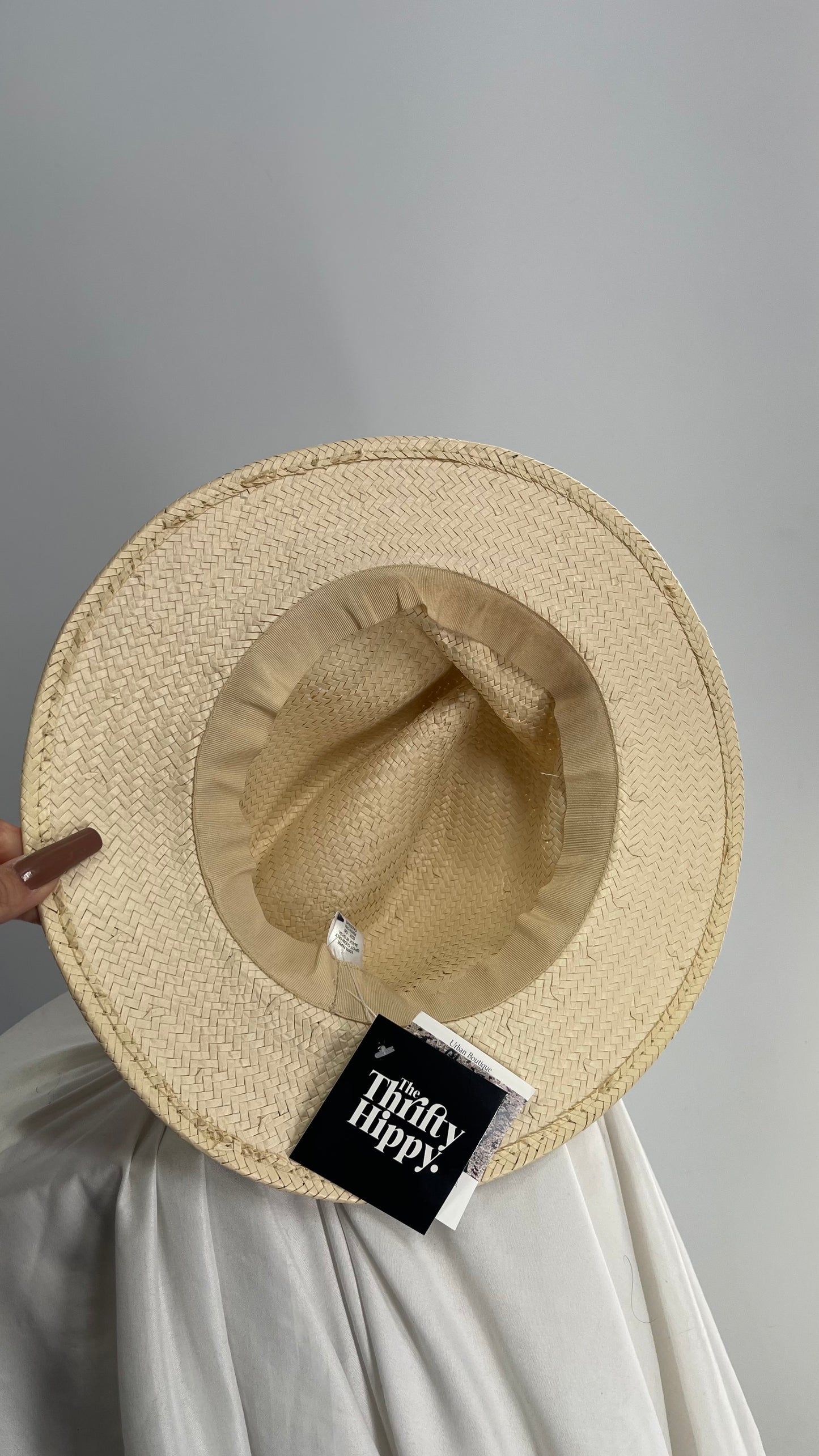 Cream Straw Hat with Ribbon Detail