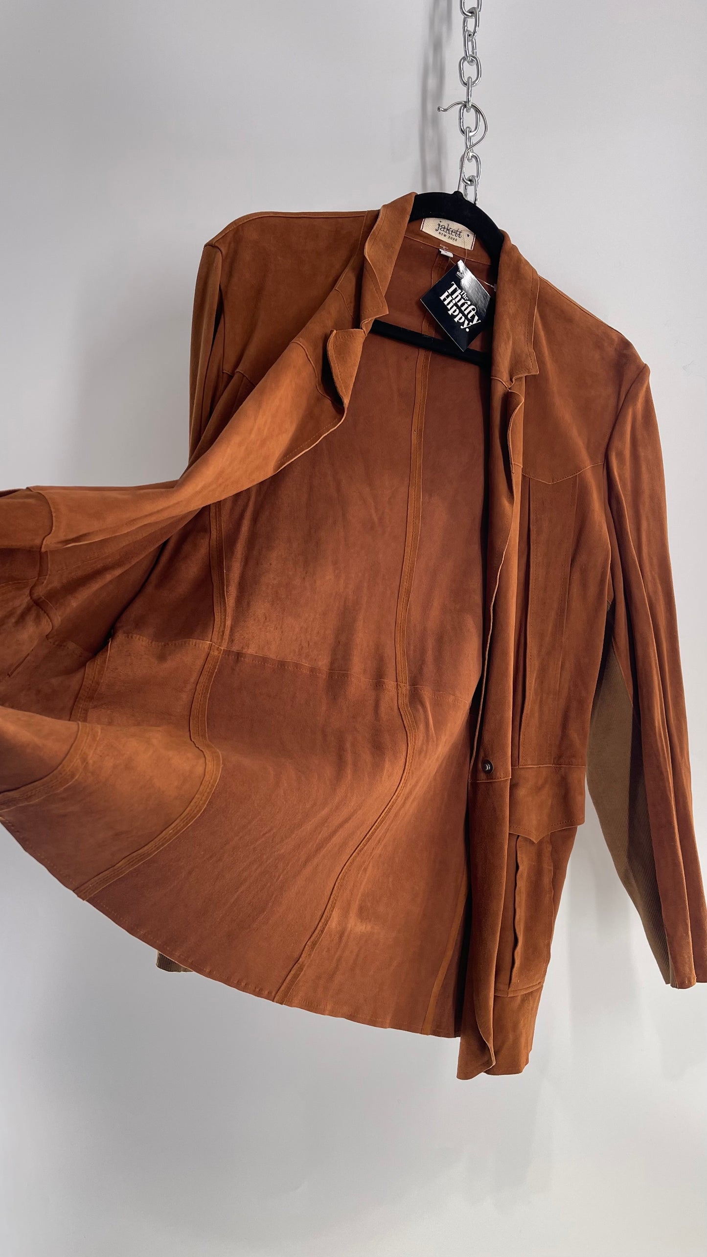 Jakett NY Ultra Thin Suede Leather Jacket with Front Pockets NWOT (Large)