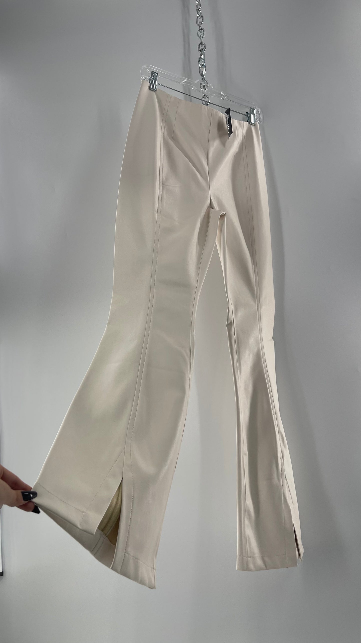 Free People White Cream Faux Flare Leather Pants (29)
