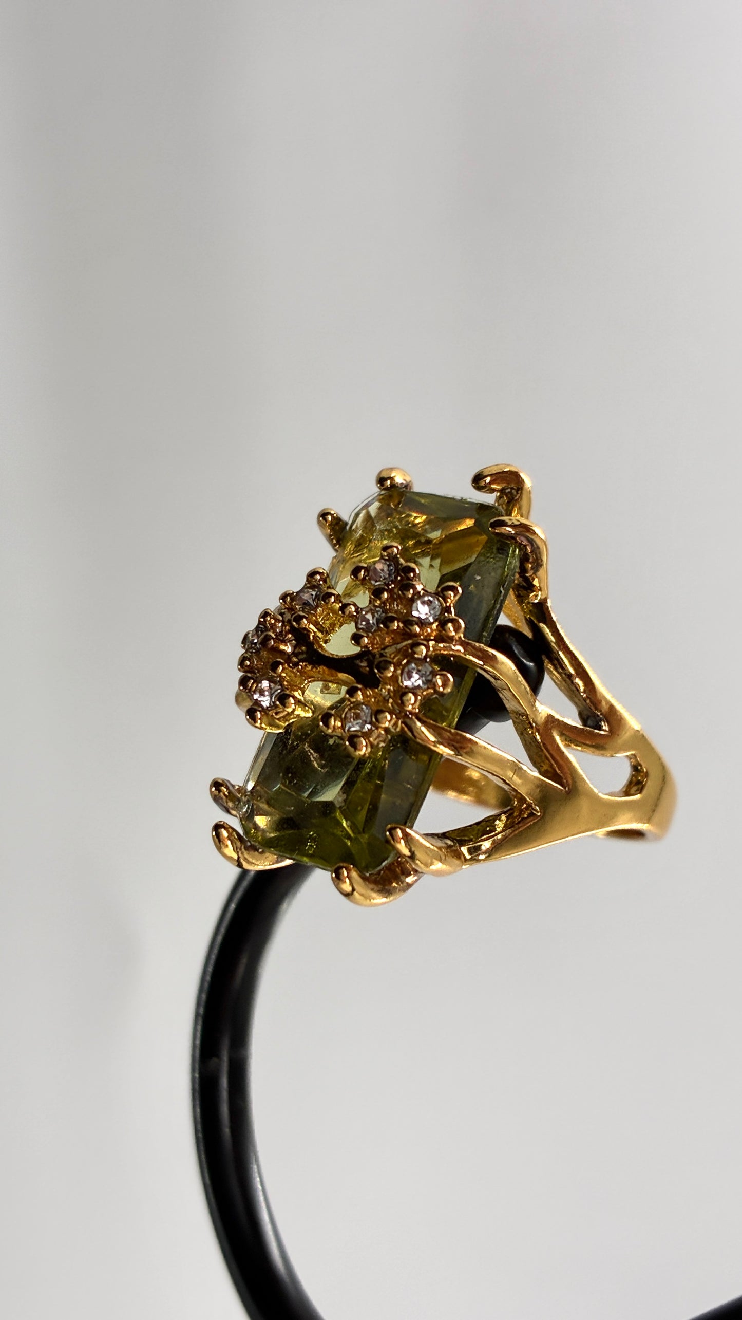 Gold Ring with Green Stone (Size 7)