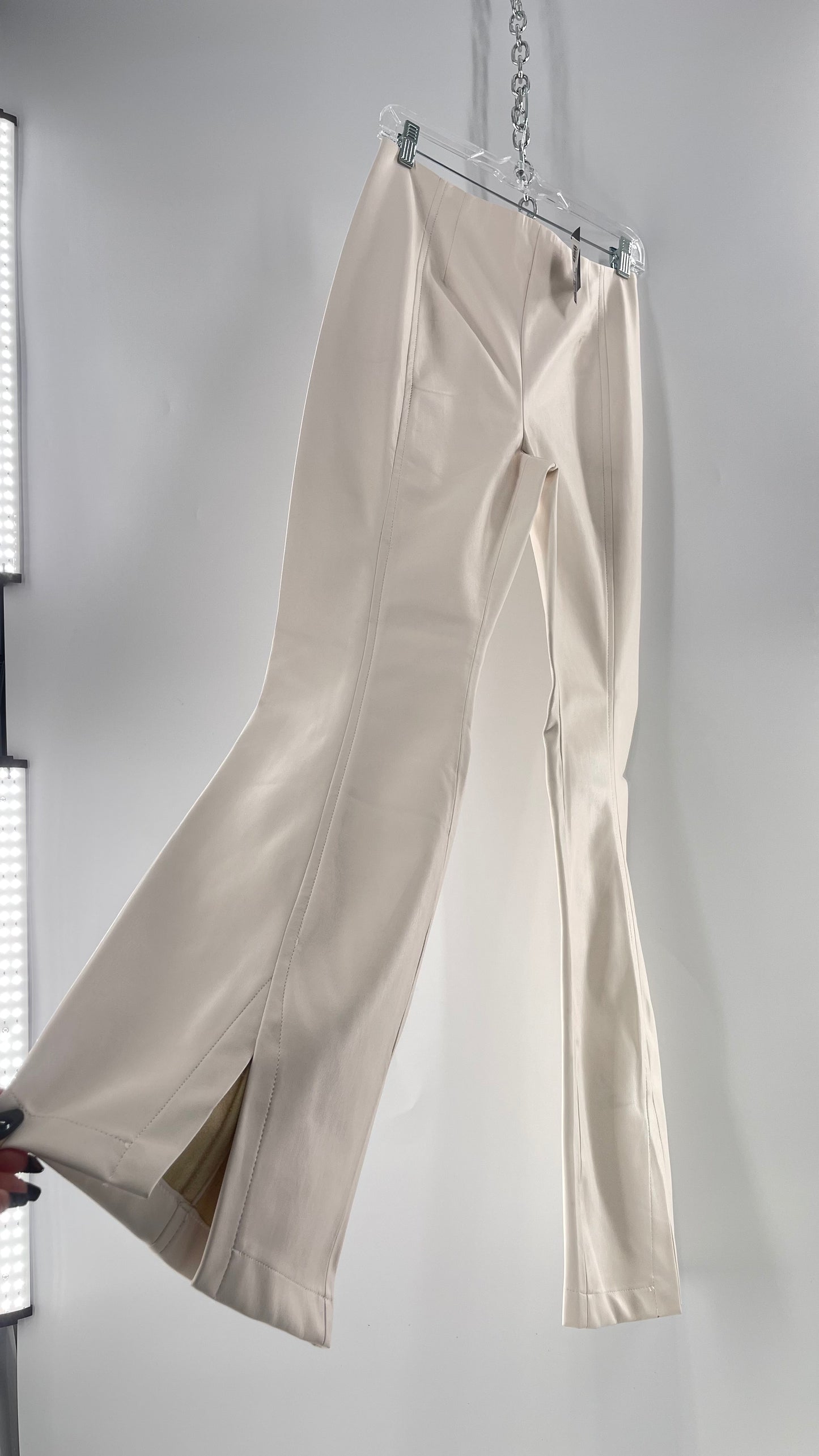 Free People White Cream Faux Flare Leather Pants (29)