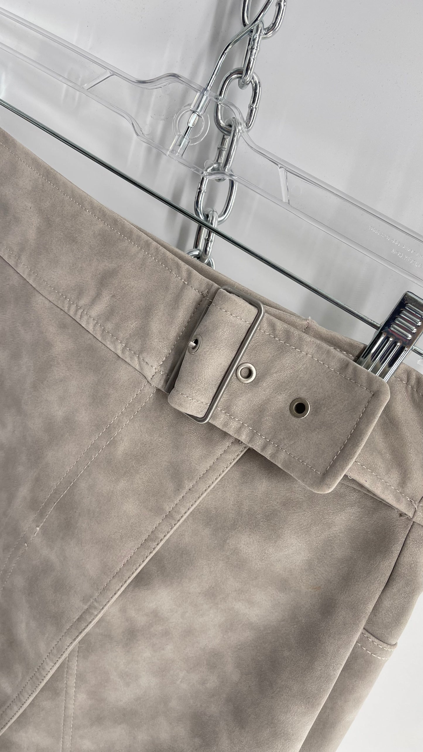 Free People Grey Vegan Leather Big Buckle Mini with Button Bag (10)