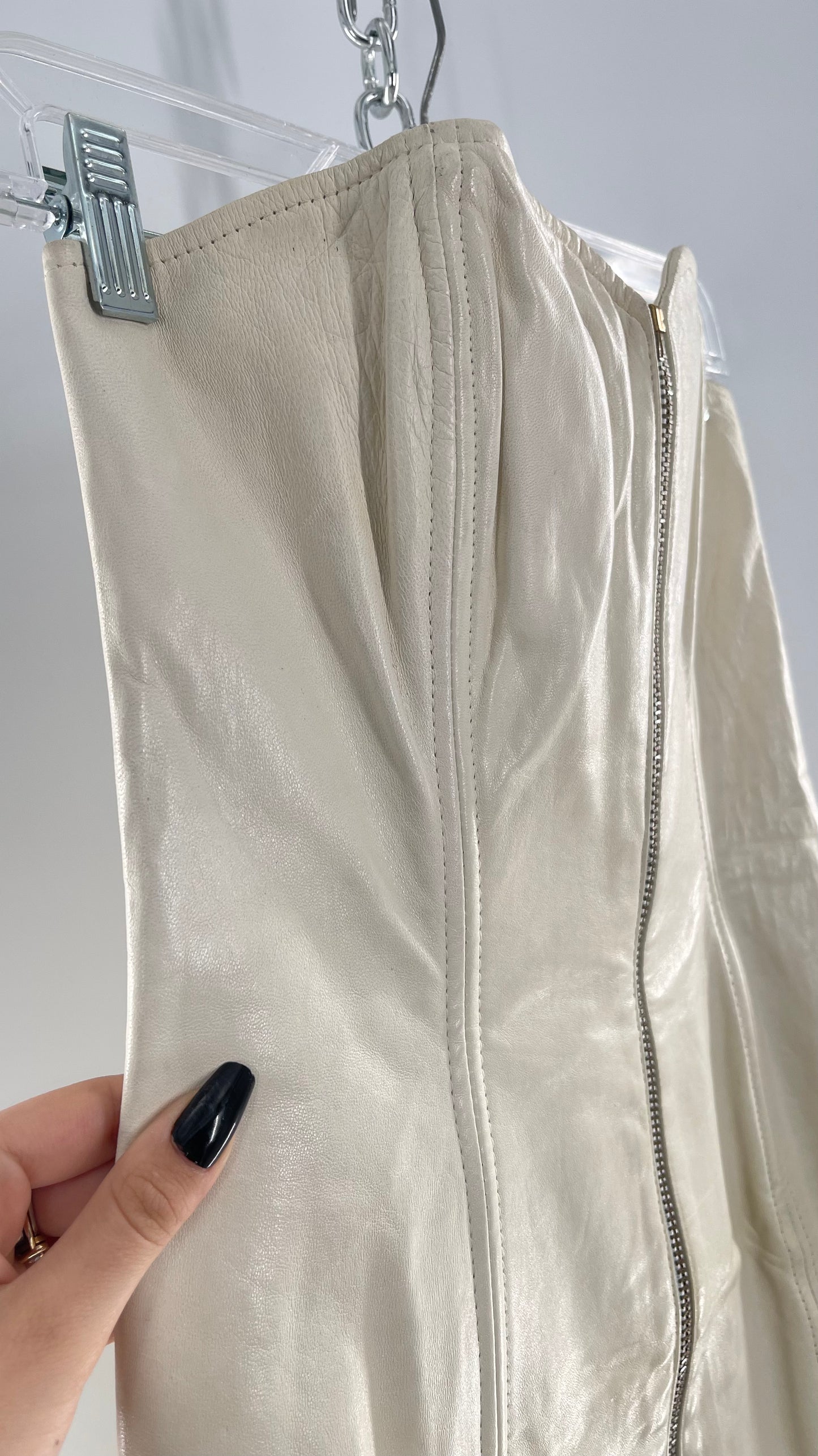 Vintage White Leather Zip Front Mini Dress *Handmade* (Size Small/Medium)