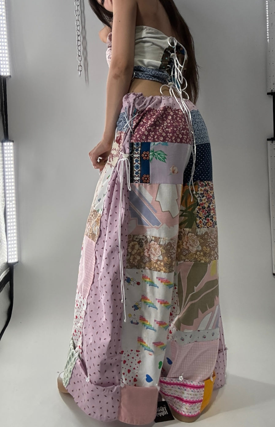 Vintage Handmade Patchwork Picnic Princess 2 Piece Set (XS-XL One Size)