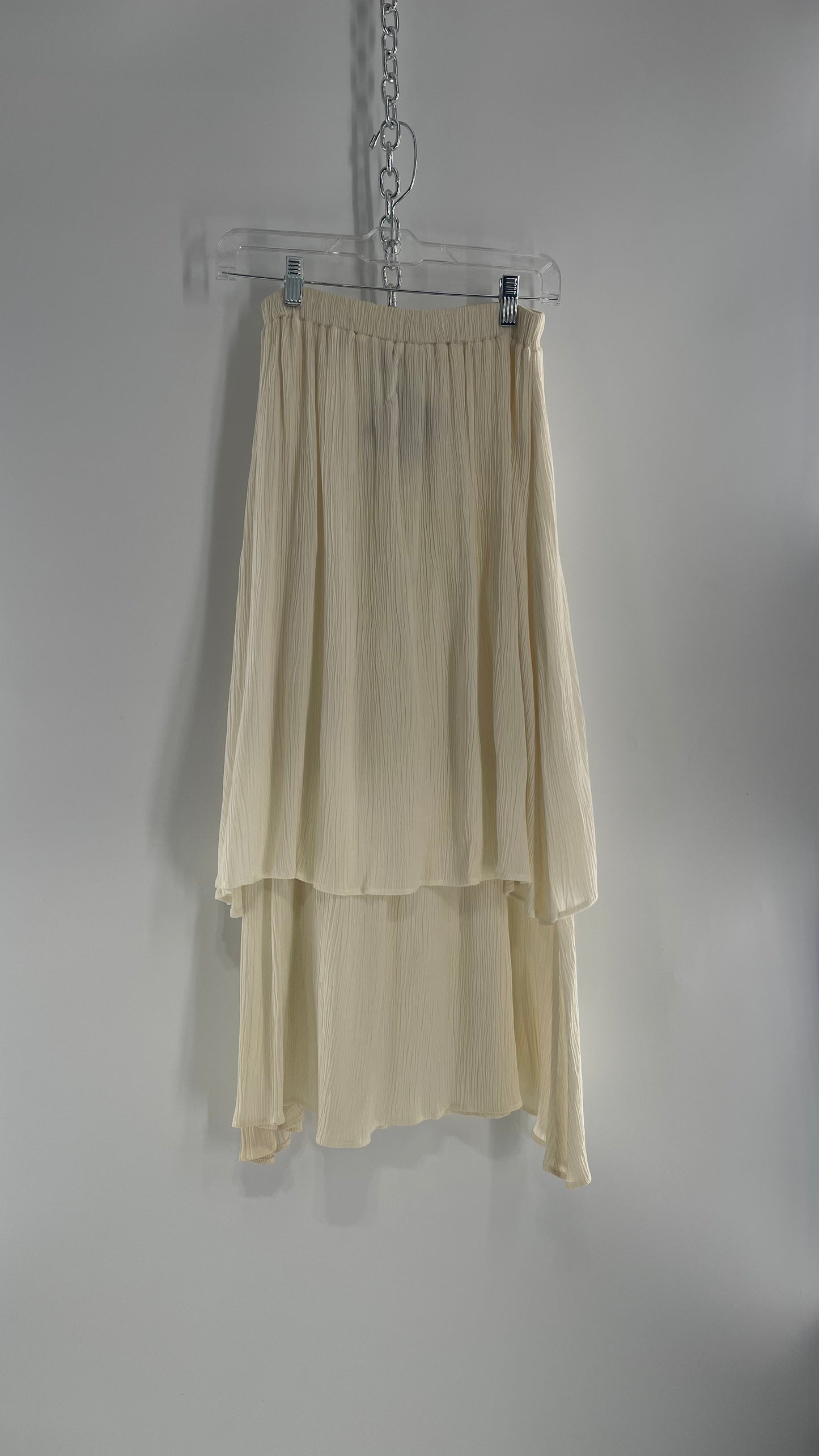 Vintage Barbara Lesser for Felicity Crimped Layered/Tiered Off White Skirt (M)