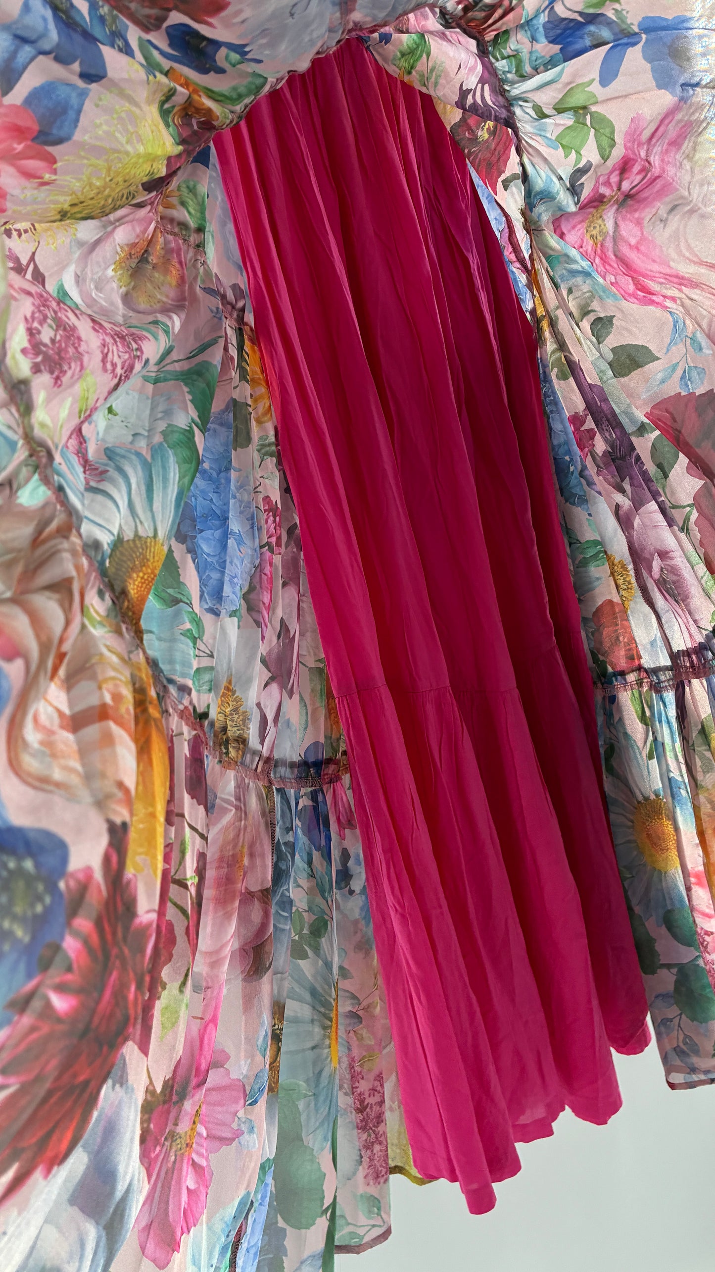 Handmade Floral Overlay Tiered Voluminous Skirt (Medium)