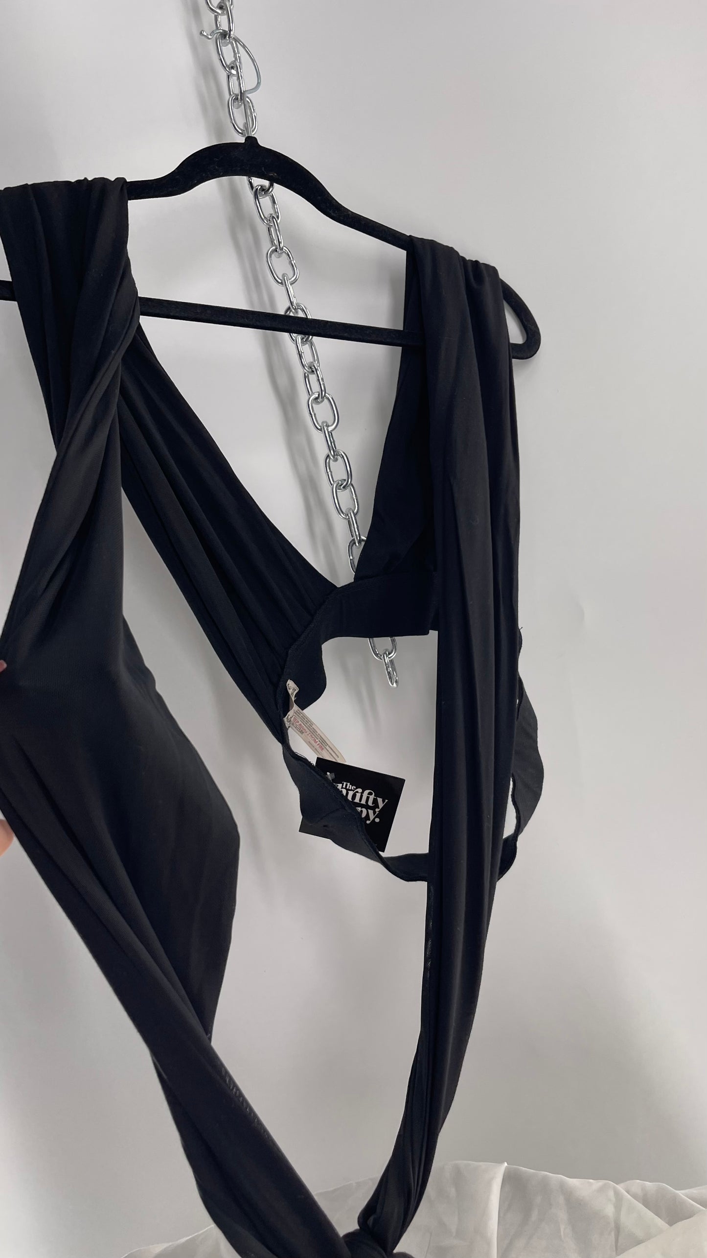 Intimately Free People Black Backless Double Lined Multi Way Tie Back Top (Small)