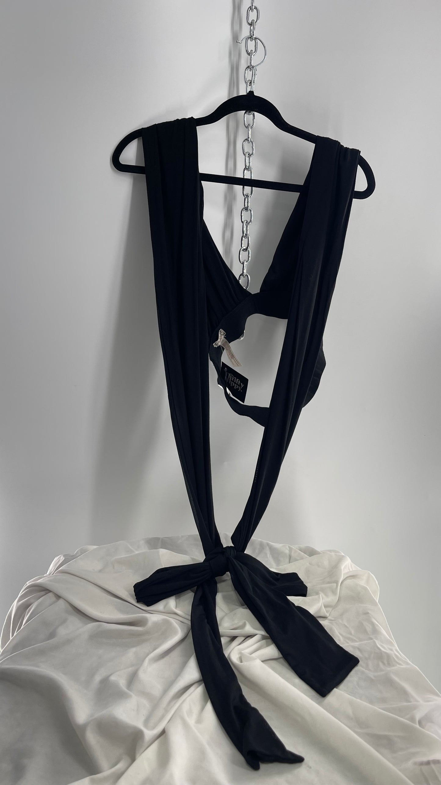 Intimately Free People Black Backless Double Lined Multi Way Tie Back Top (Small)
