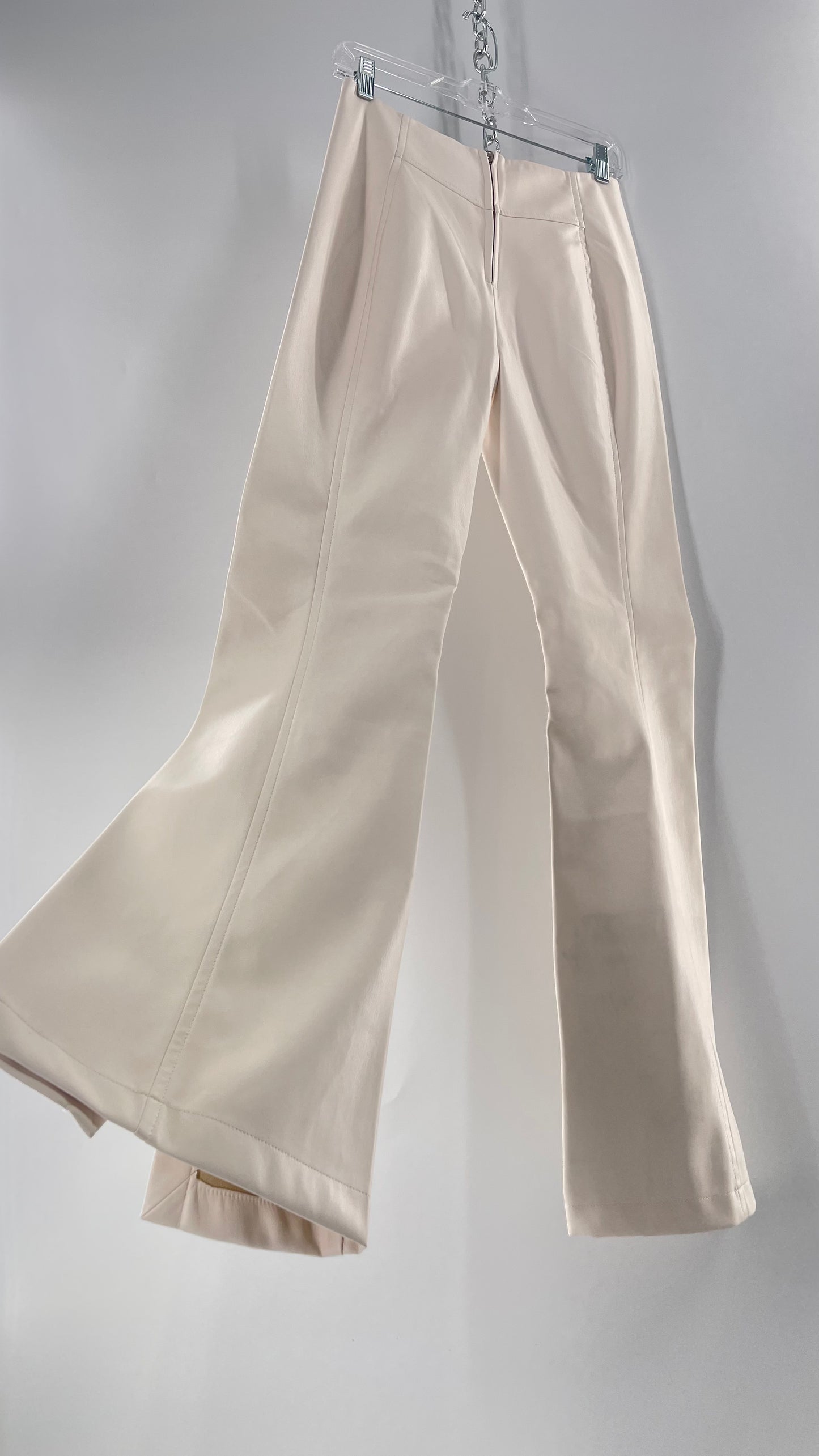 Free People White Cream Faux Flare Leather Pants (29)