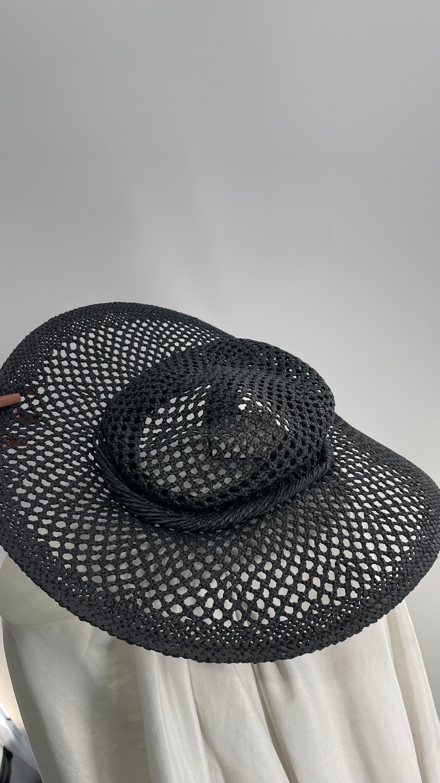 Black Straw Wide Brim Hat
