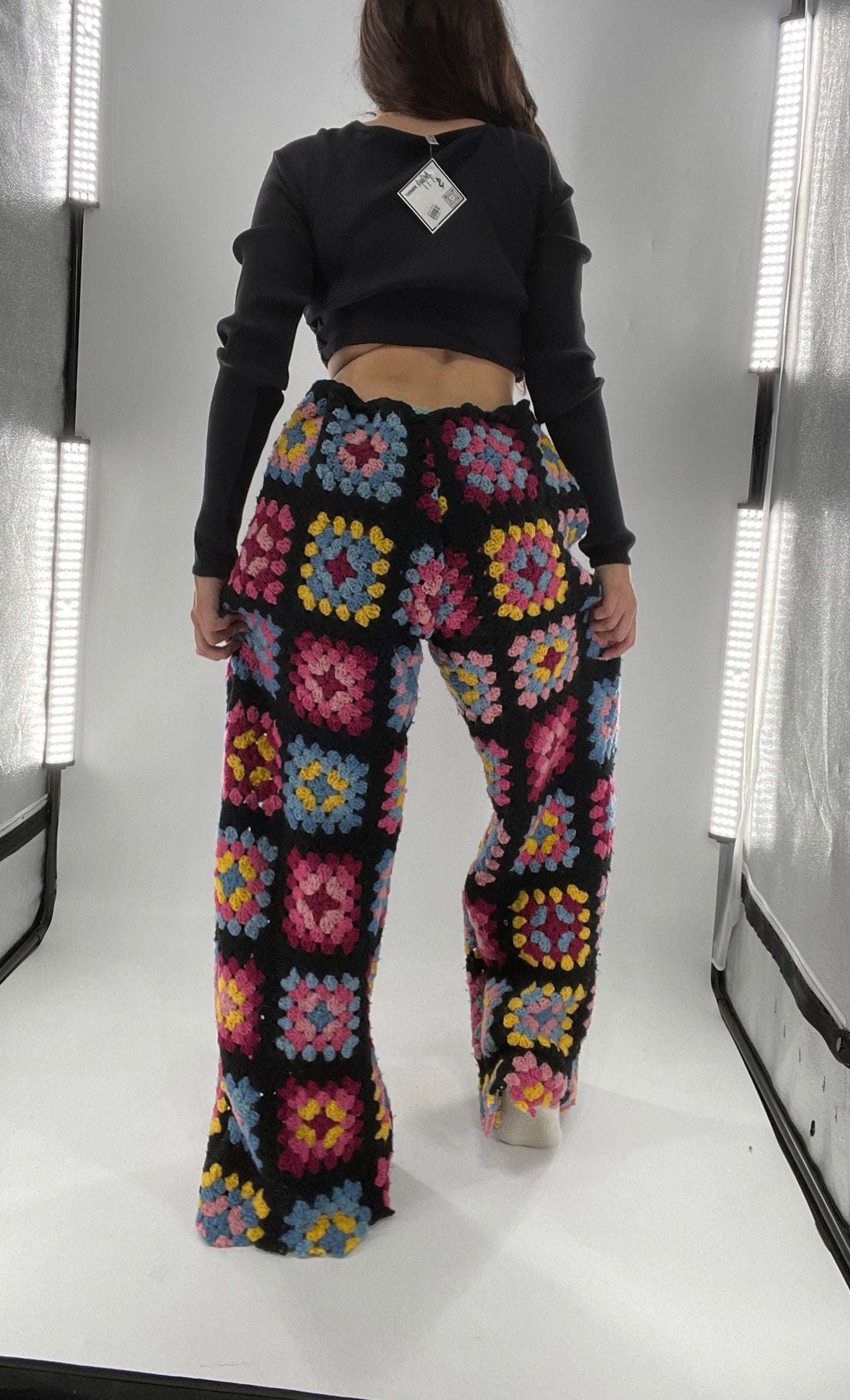 CUSTOM Handmade Granny Square High Contrast Lounge Pants (XS/S/M/L)